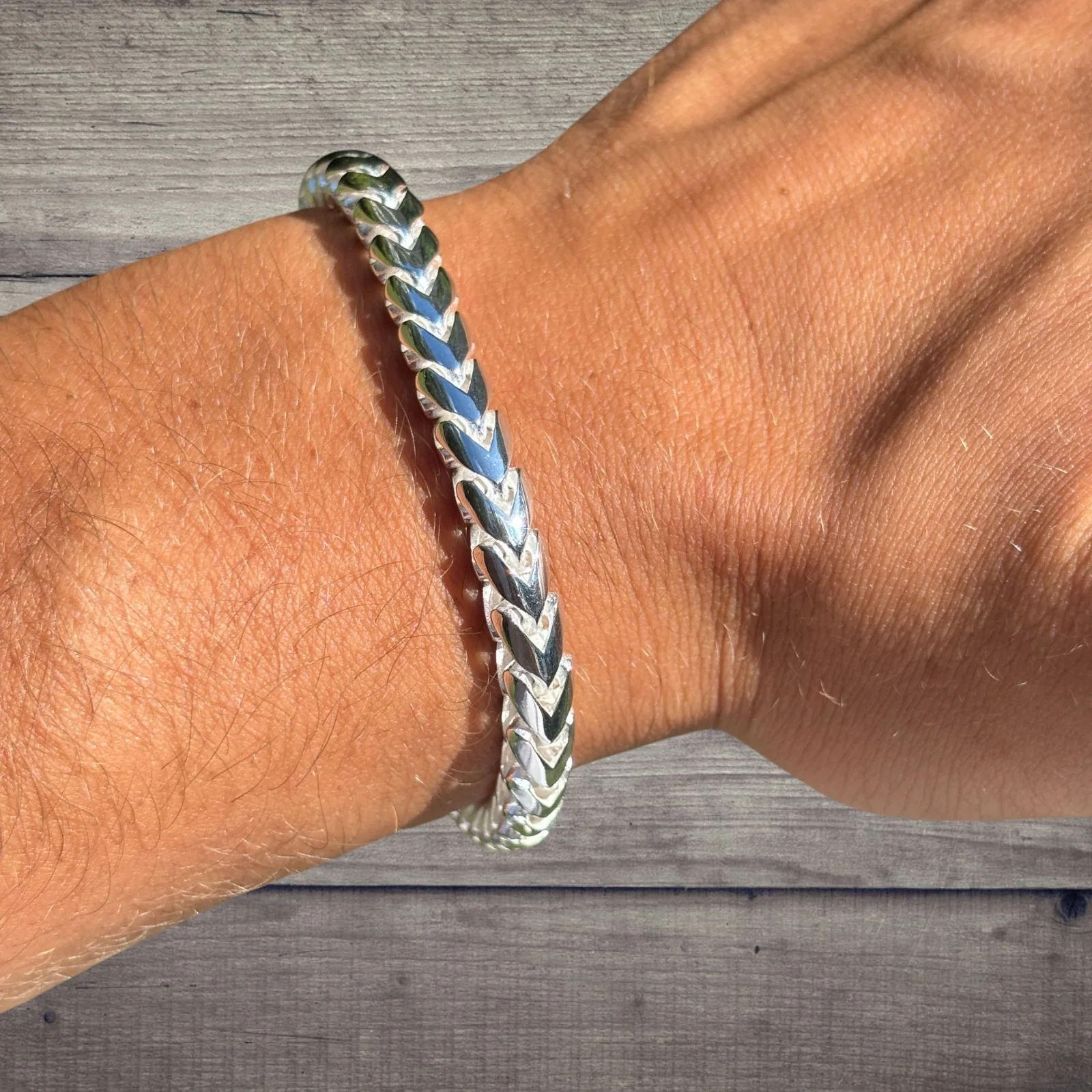 925 Sterling Silver 6mm Rounded Franco Bracelet W. Box Clasp - Image 4
