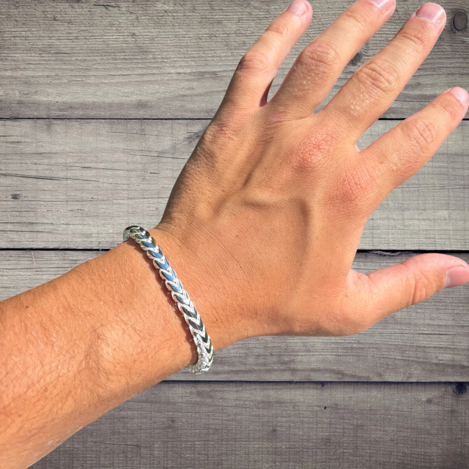 925 Sterling Silver 6mm Rounded Franco Bracelet W. Box Clasp - Image 5