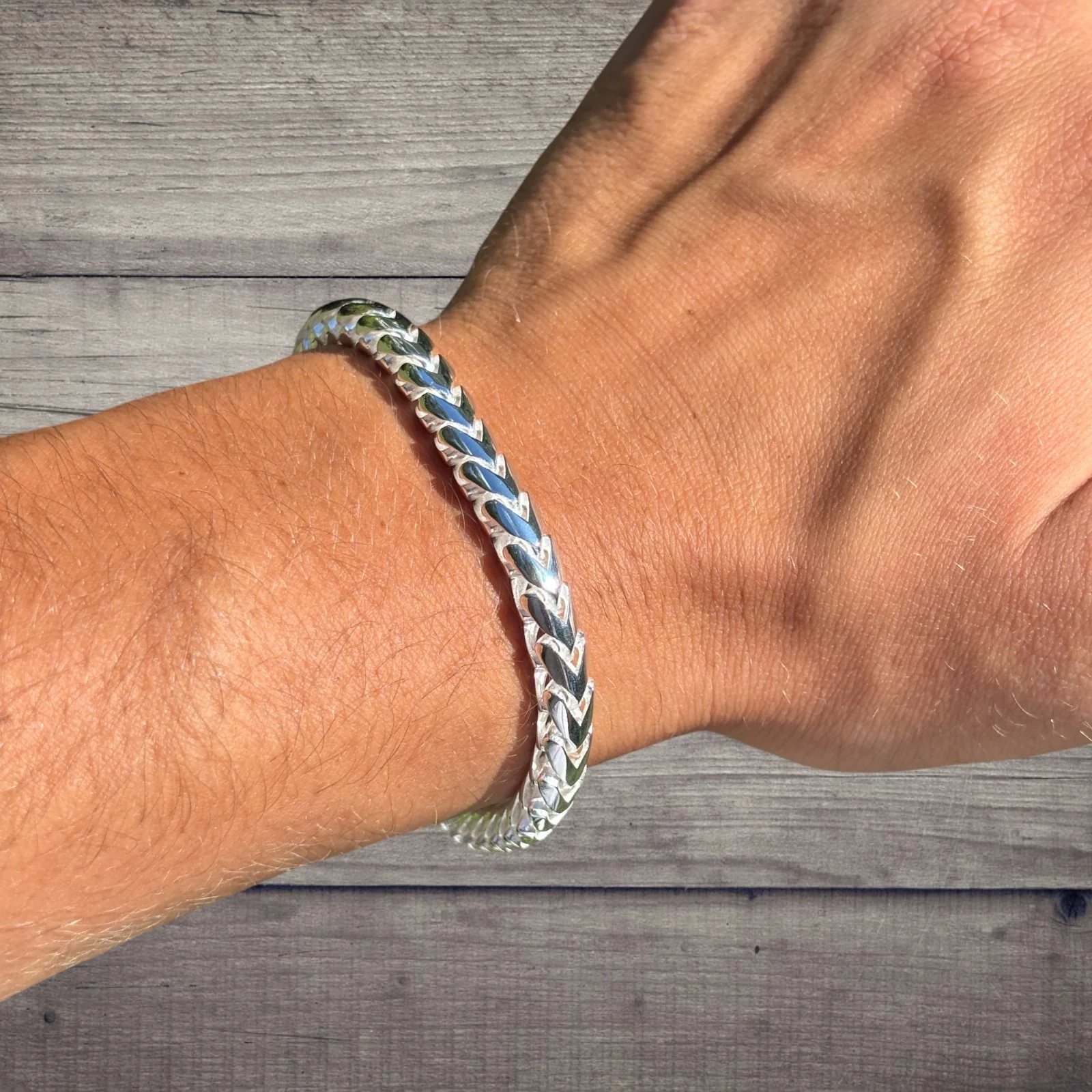 925 Sterling Silver 6mm Rounded Franco Bracelet W. Box Clasp - Image 7