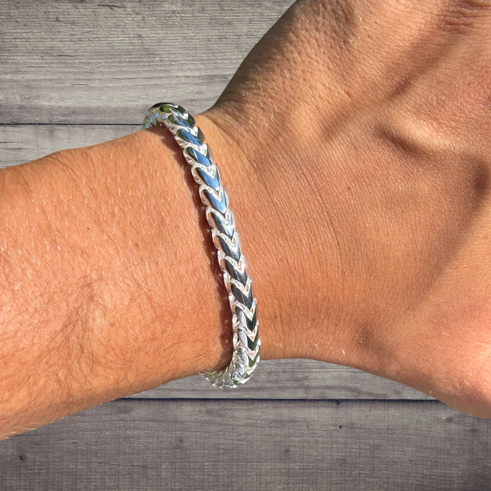 925 Sterling Silver 6mm Rounded Franco Bracelet W. Box Clasp - Image 8