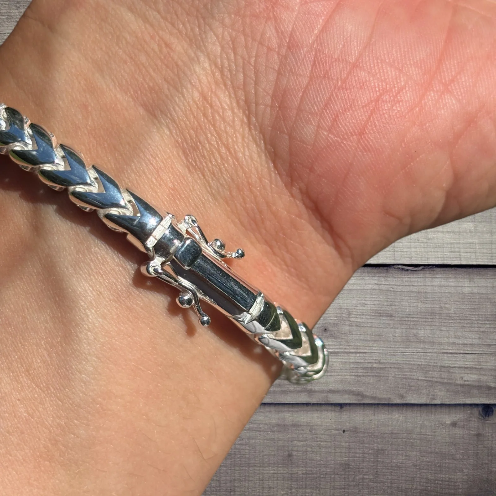 925 Sterling Silver 6mm Rounded Franco Bracelet W. Box Clasp - Image 9