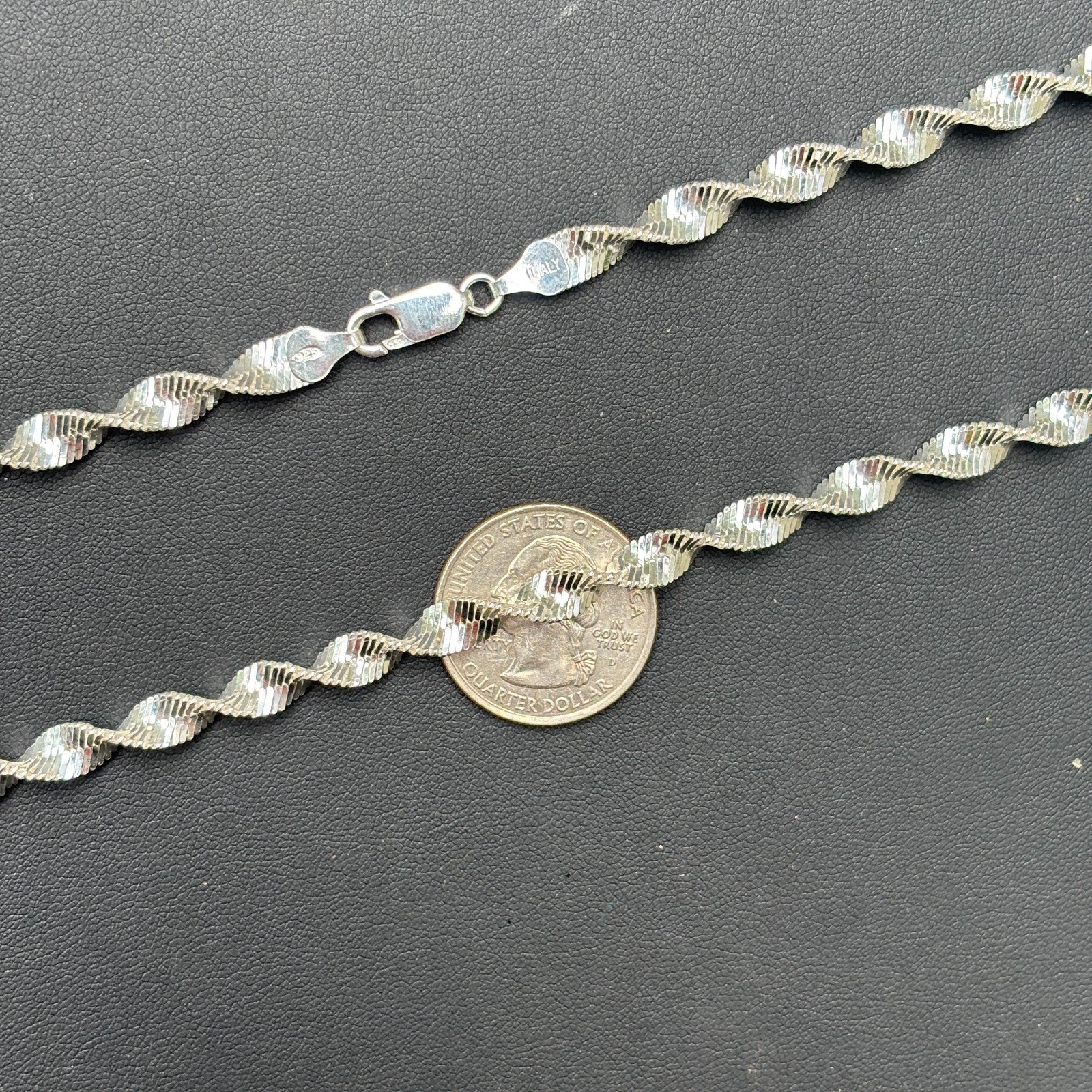 925 Sterling Silver 6mm Singapore Chain Necklace - Image 10
