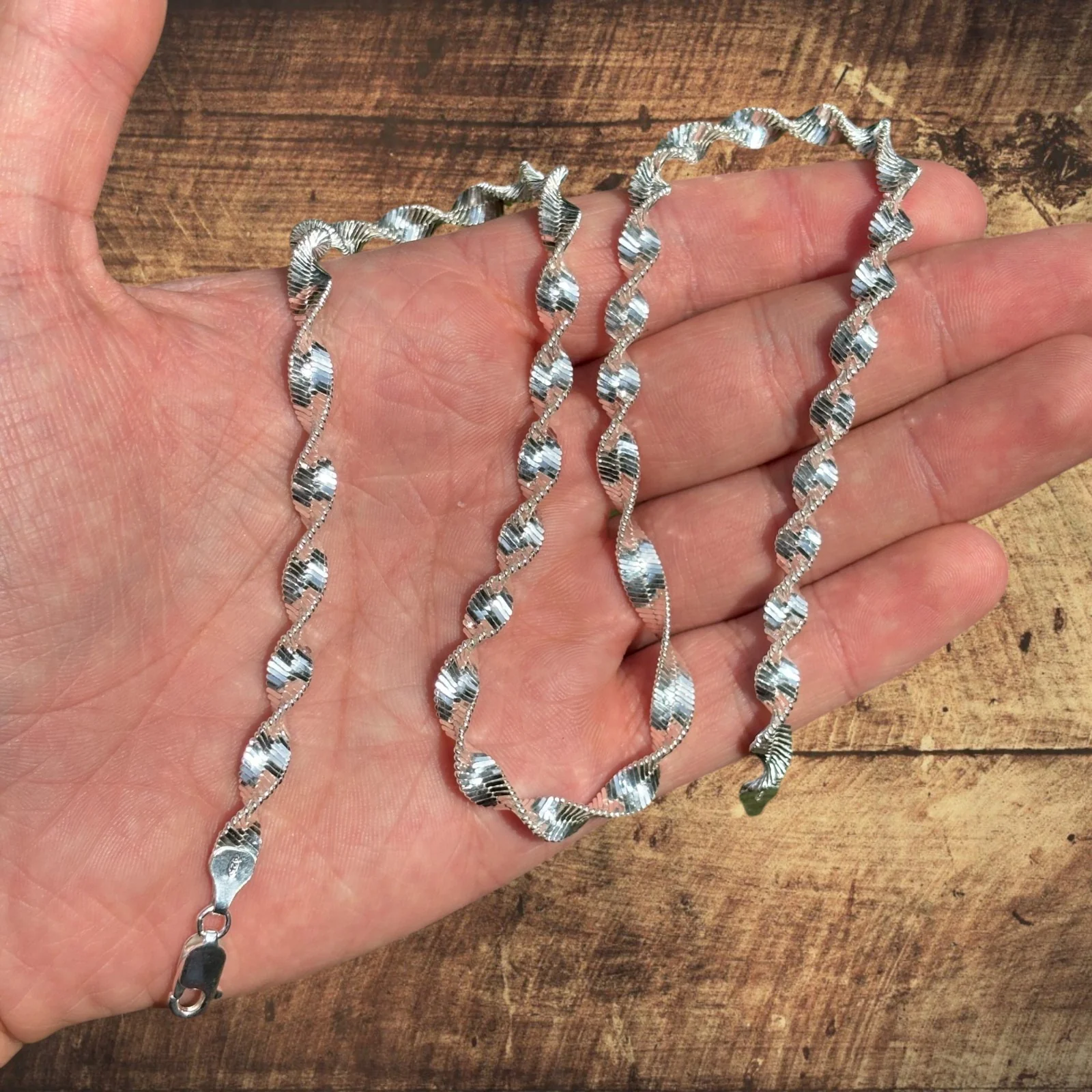 925 Sterling Silver 6mm Singapore Chain Necklace - Image 6