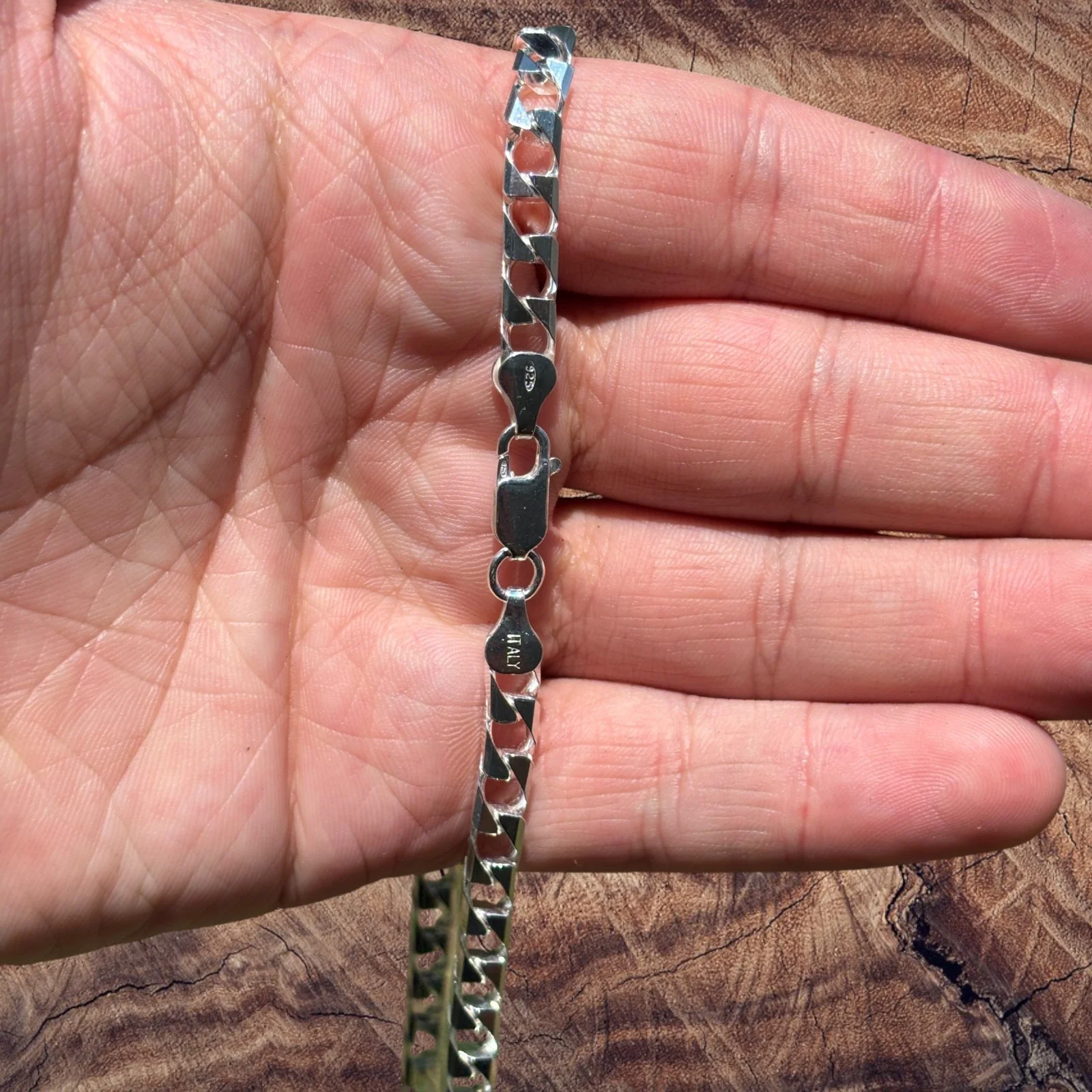 925 Sterling Silver 6mm Square Curb Chain Necklace - Image 3