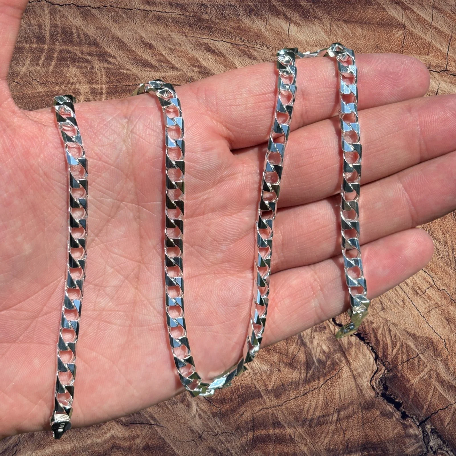 925 Sterling Silver 6mm Square Curb Chain Necklace - Image 4