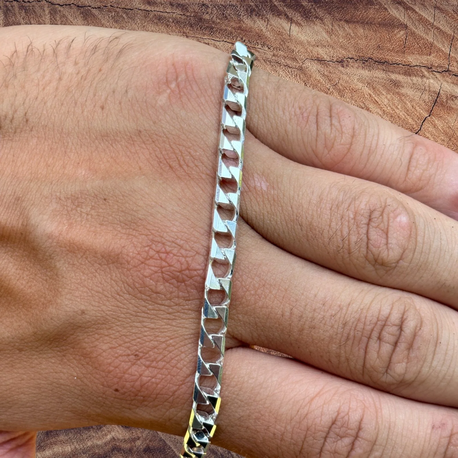 925 Sterling Silver 6mm Square Curb Chain Necklace - Image 5