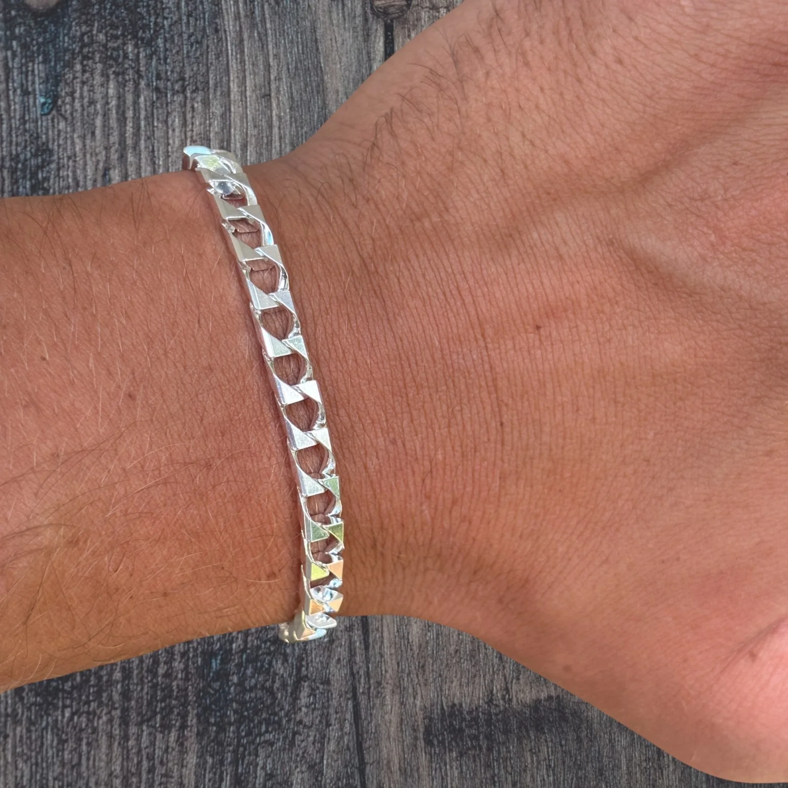 925 Sterling Silver 6mm Square Curb Bracelet - Image 10