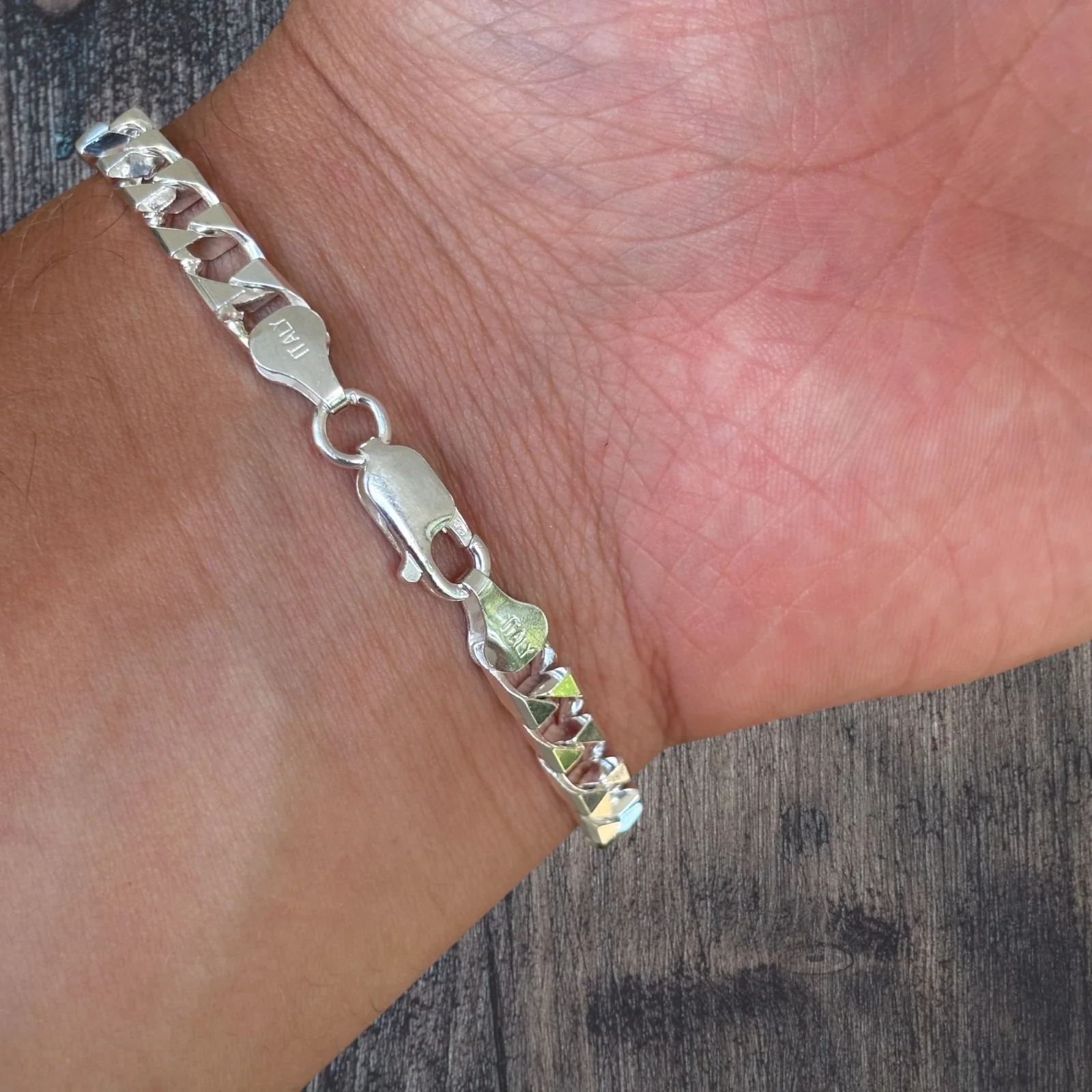 925 Sterling Silver 6mm Square Curb Bracelet - Image 13