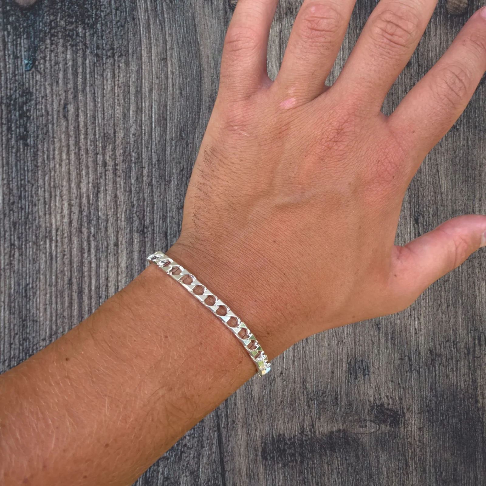 925 Sterling Silver 6mm Square Curb Bracelet - Image 14
