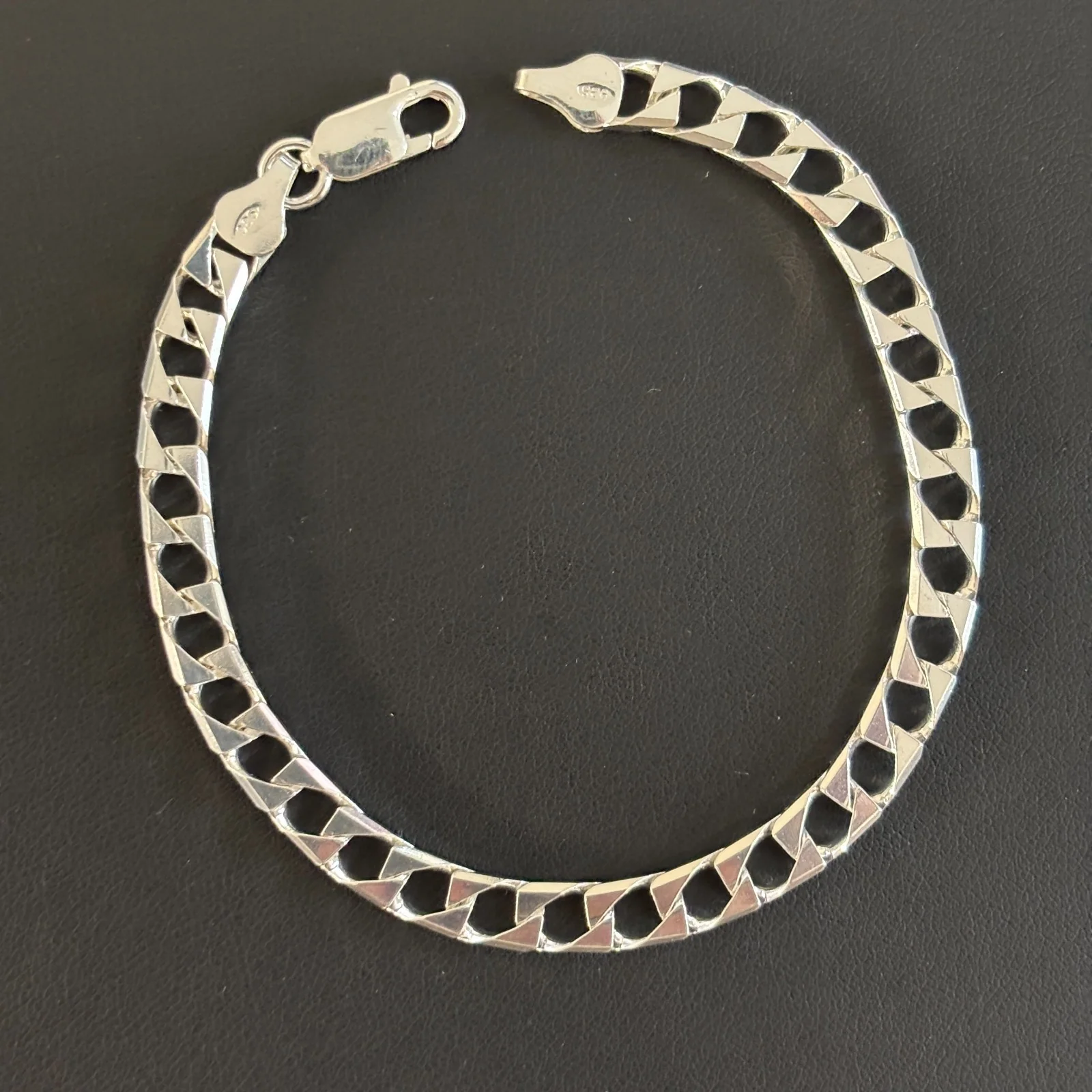 925 Sterling Silver 6mm Square Curb Bracelet - Image 2
