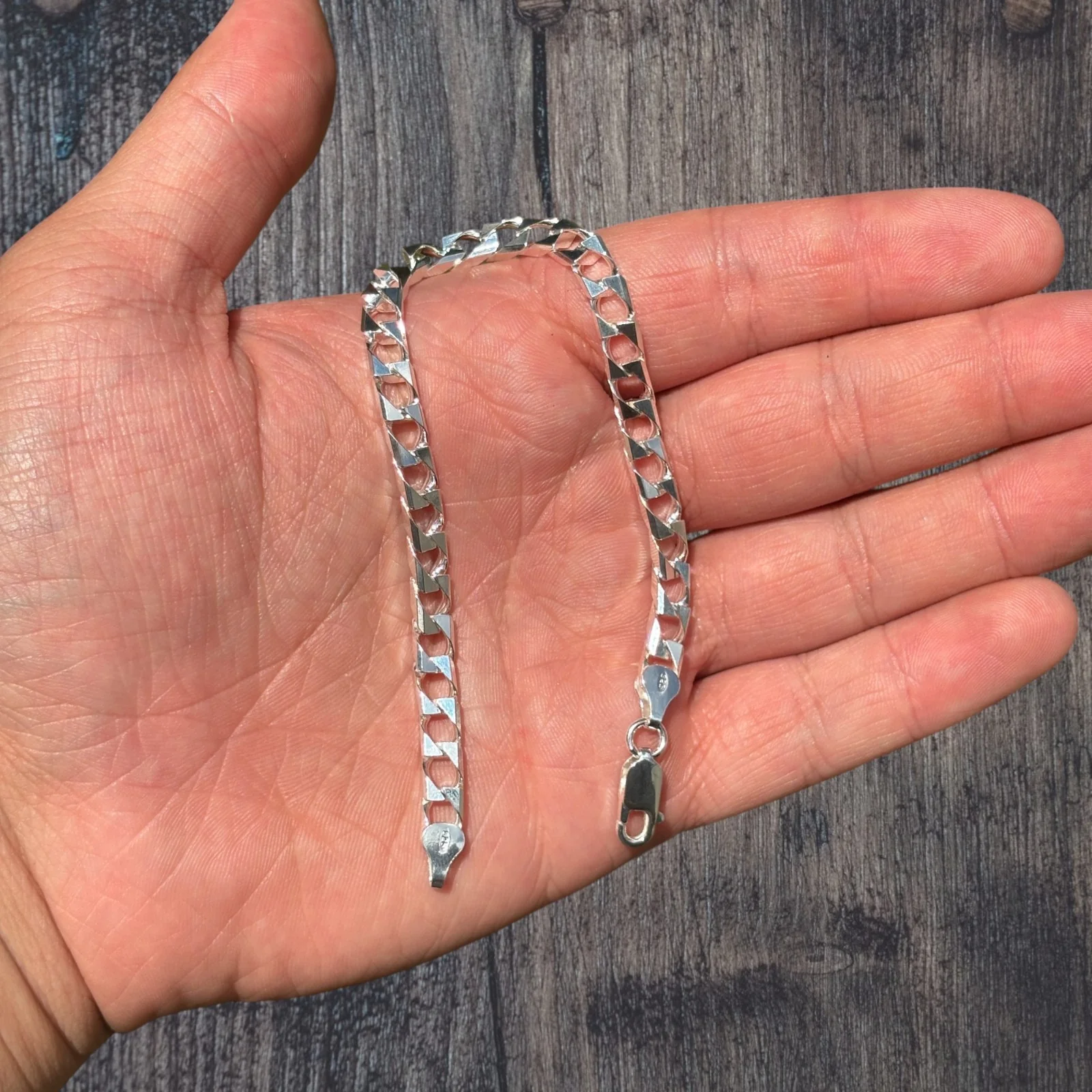 925 Sterling Silver 6mm Square Curb Bracelet - Image 3