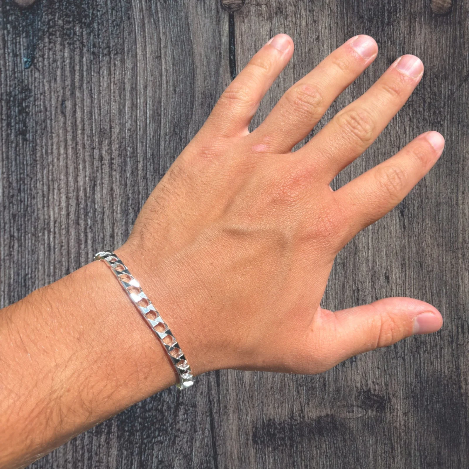 925 Sterling Silver 6mm Square Curb Bracelet - Image 5