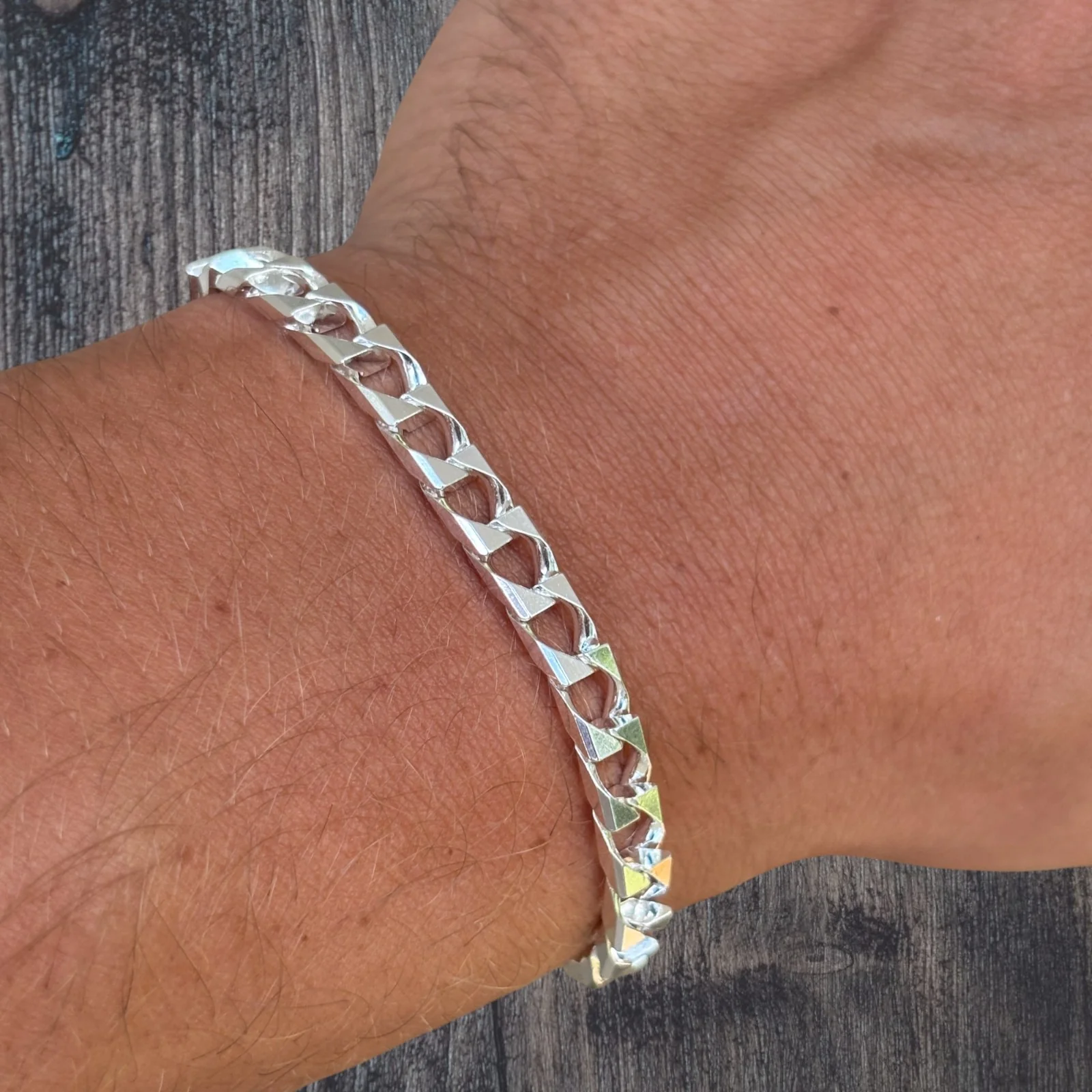 925 Sterling Silver 6mm Square Curb Bracelet - Image 9