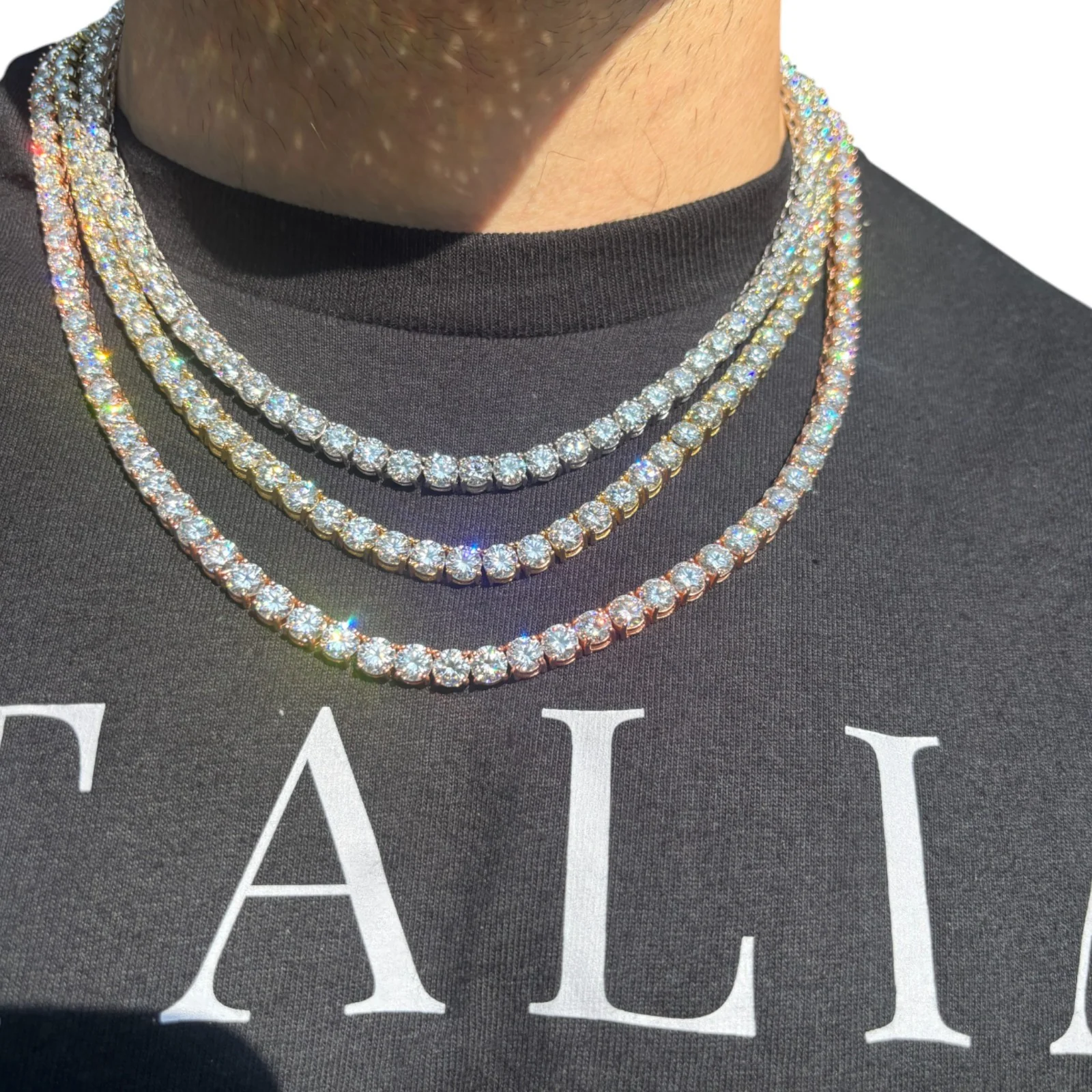 925 Sterling Silver 6mm Tennis Chain Necklace - CZ Or Moissanite - Image 11