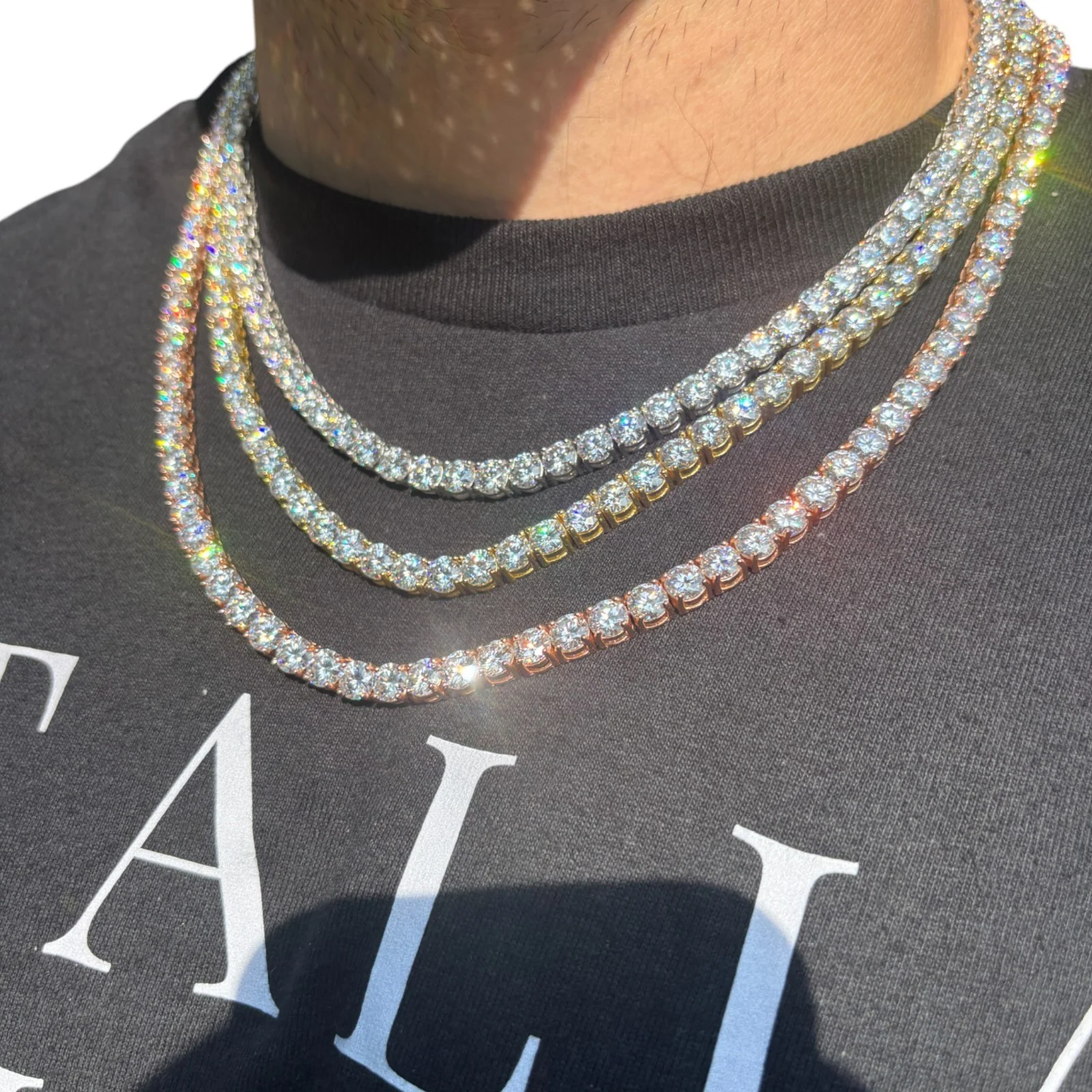 925 Sterling Silver 6mm Tennis Chain Necklace - CZ Or Moissanite - Image 12