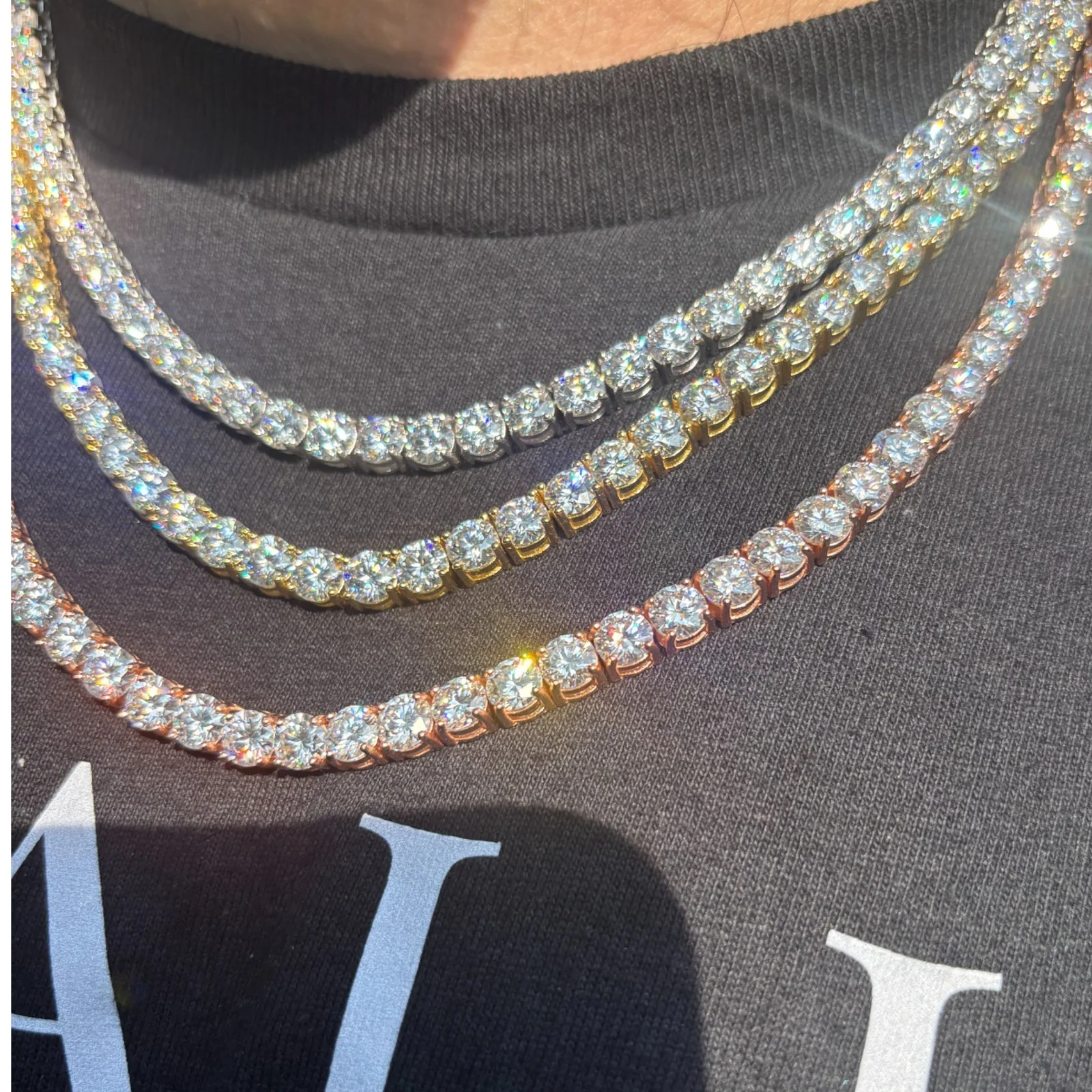 925 Sterling Silver 6mm Tennis Chain Necklace - CZ Or Moissanite - Image 13