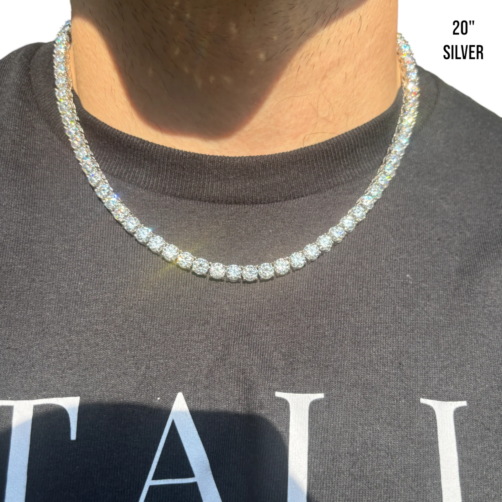 925 Sterling Silver 6mm Tennis Chain Necklace - CZ Or Moissanite - Image 15