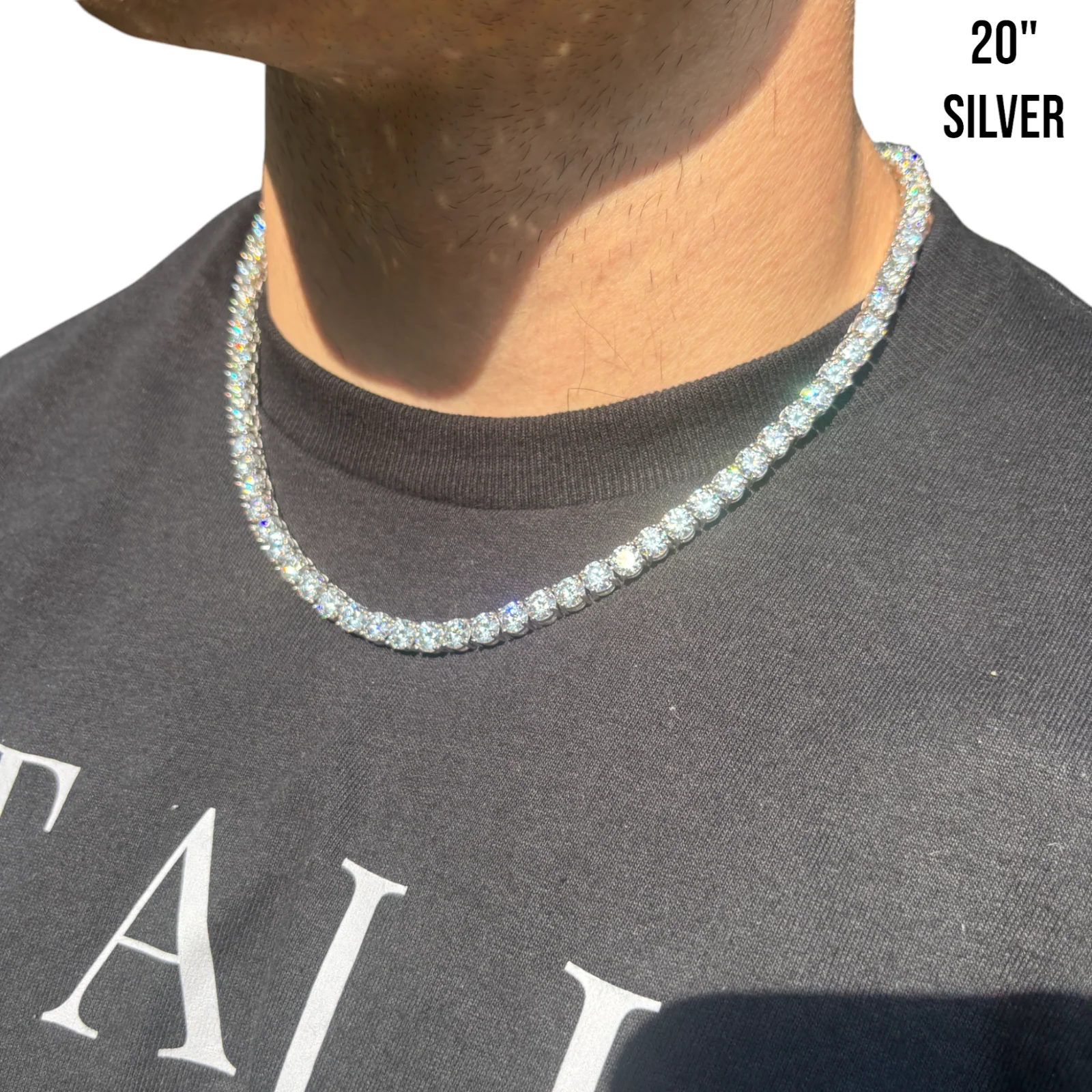 925 Sterling Silver 6mm Tennis Chain Necklace - CZ Or Moissanite - Image 16