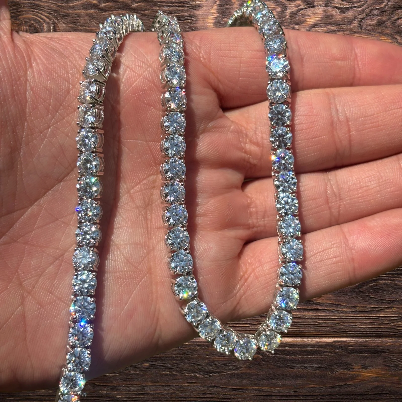 925 Sterling Silver 6mm Tennis Chain Necklace - CZ Or Moissanite - Image 6