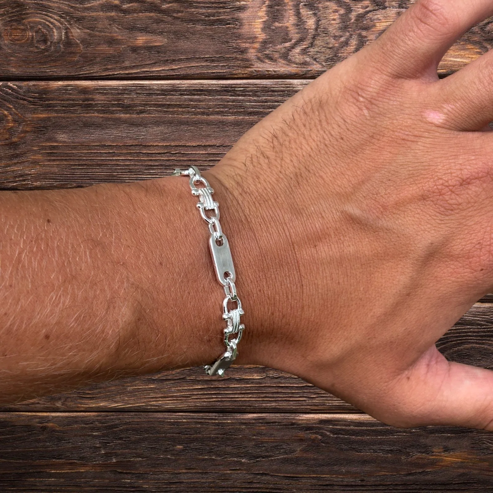 925 Sterling Silver 7.5mm Custom Ferragamo Link Bracelet - Image 11