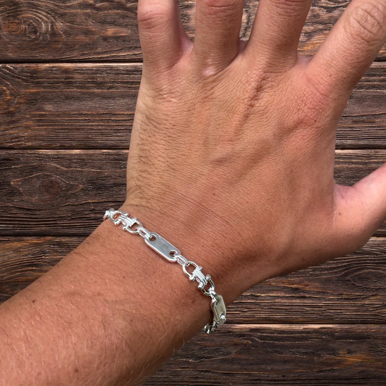 925 Sterling Silver 7.5mm Custom Ferragamo Link Bracelet - Image 12