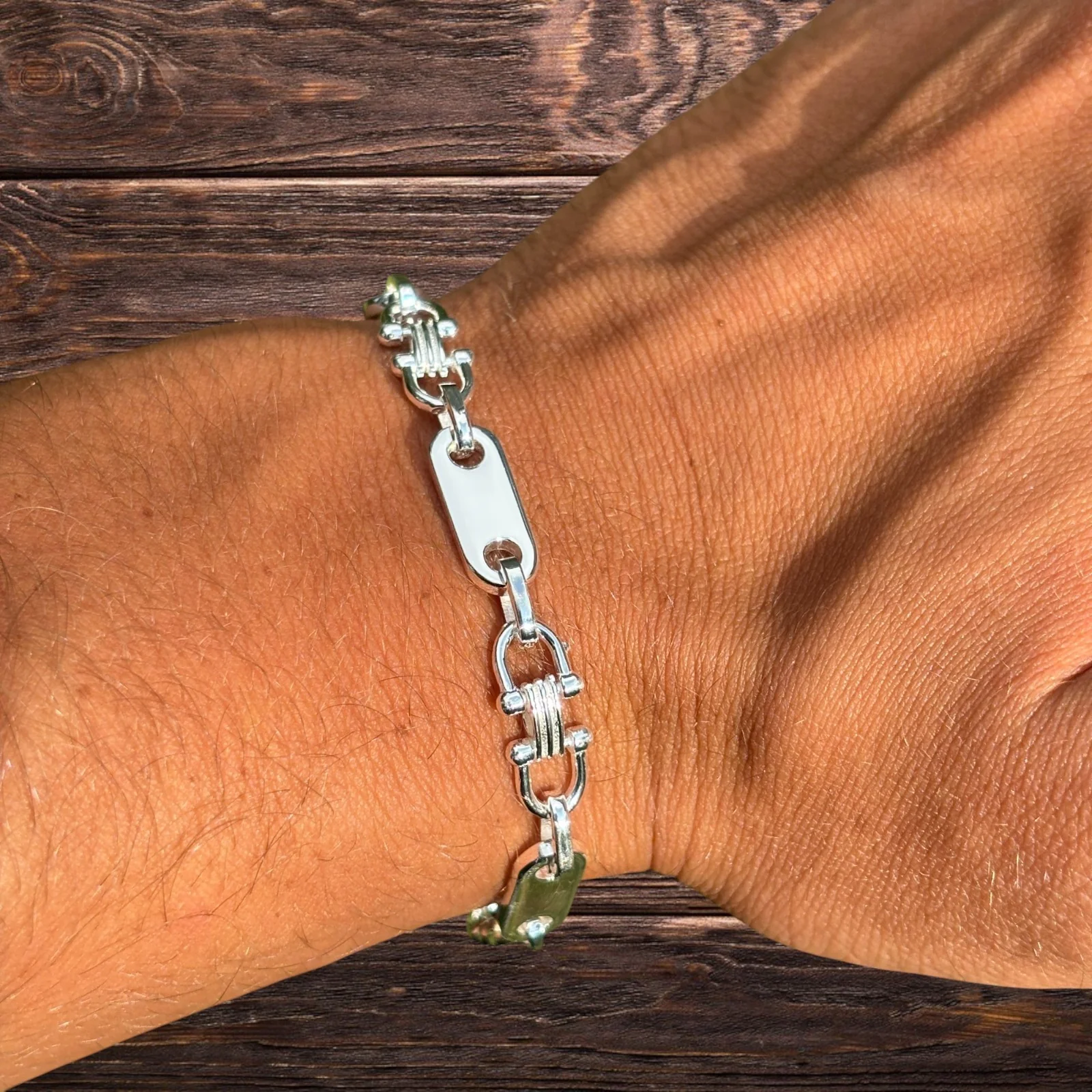 925 Sterling Silver 7.5mm Custom Ferragamo Link Bracelet - Image 3