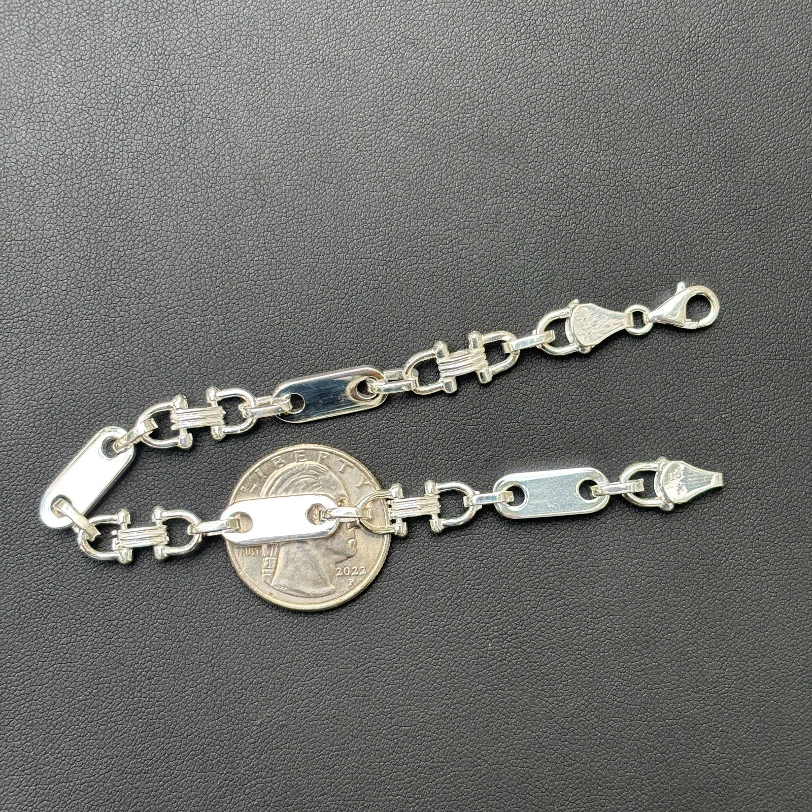 925 Sterling Silver 7.5mm Custom Ferragamo Link Bracelet - Image 6