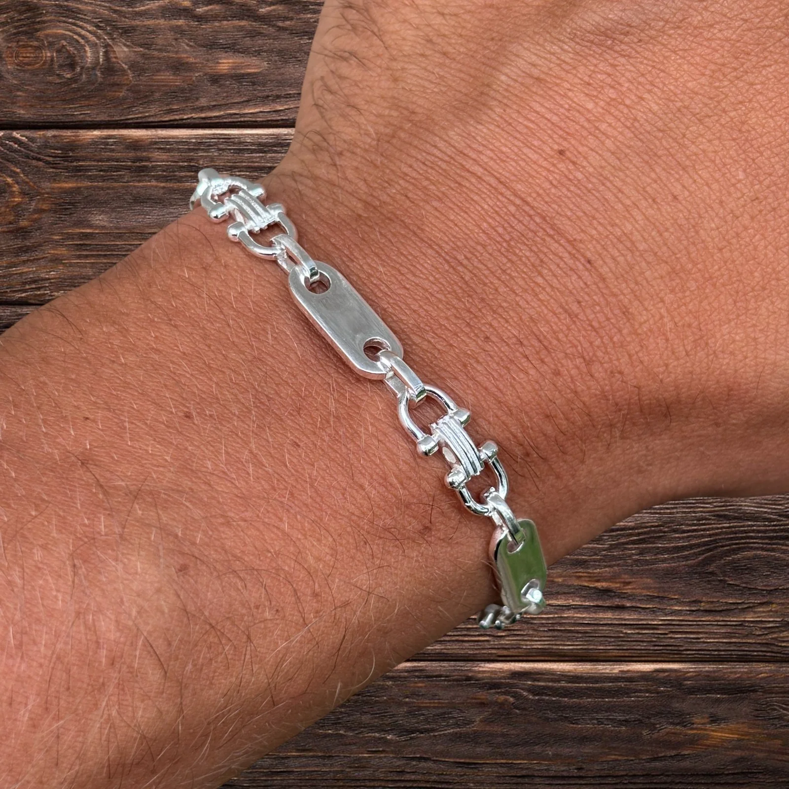 925 Sterling Silver 7.5mm Custom Ferragamo Link Bracelet - Image 7