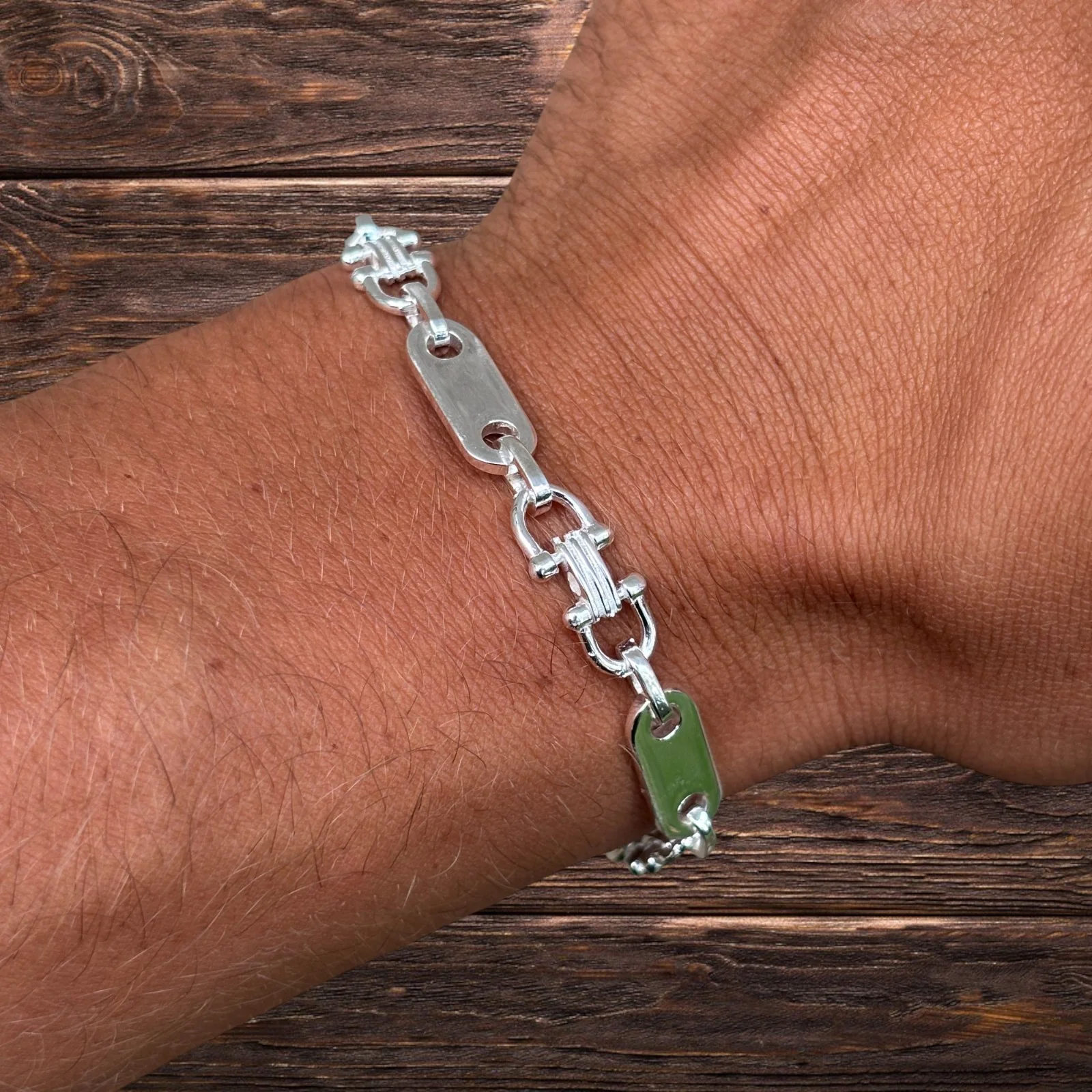 925 Sterling Silver 7.5mm Custom Ferragamo Link Bracelet - Image 8