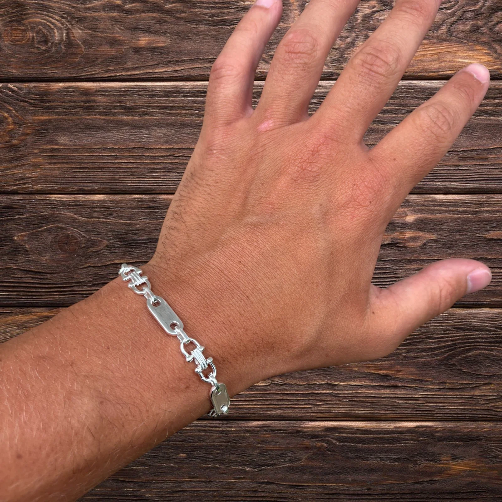 925 Sterling Silver 7.5mm Custom Ferragamo Link Bracelet - Image 9