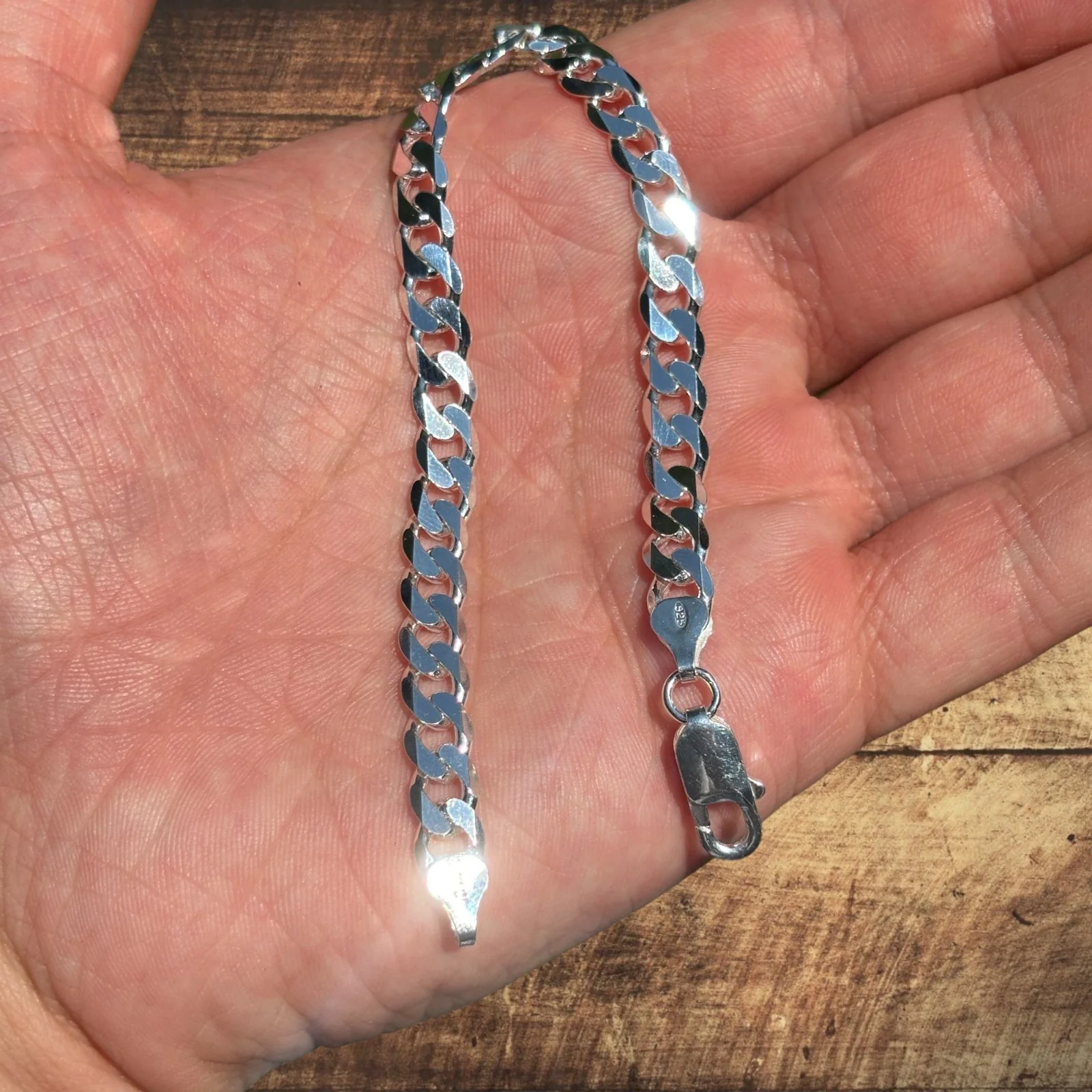 925 Sterling Silver 7mm Curb Bracelet - Image 4
