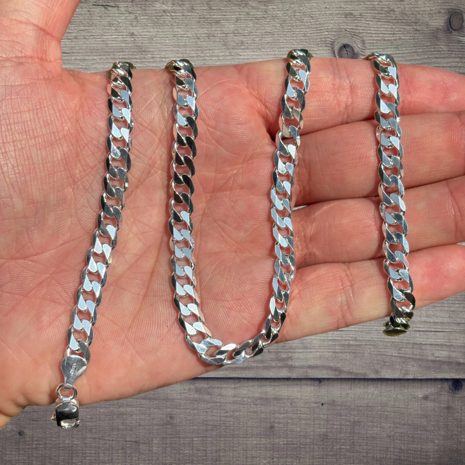 925 Sterling Silver 7mm Curb Chain Necklace - Image 5