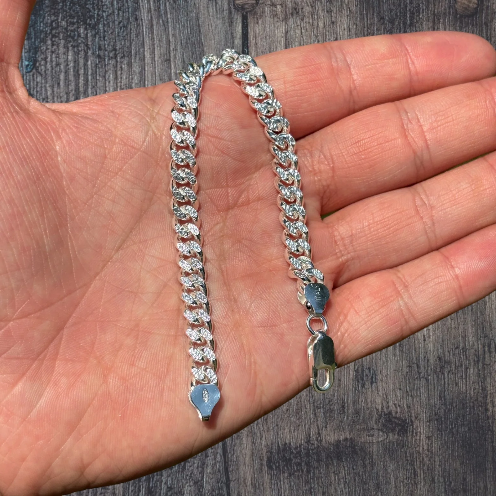 925 Sterling Silver 7mm Diamond Cut Miami Cuban Bracelet - Image 4