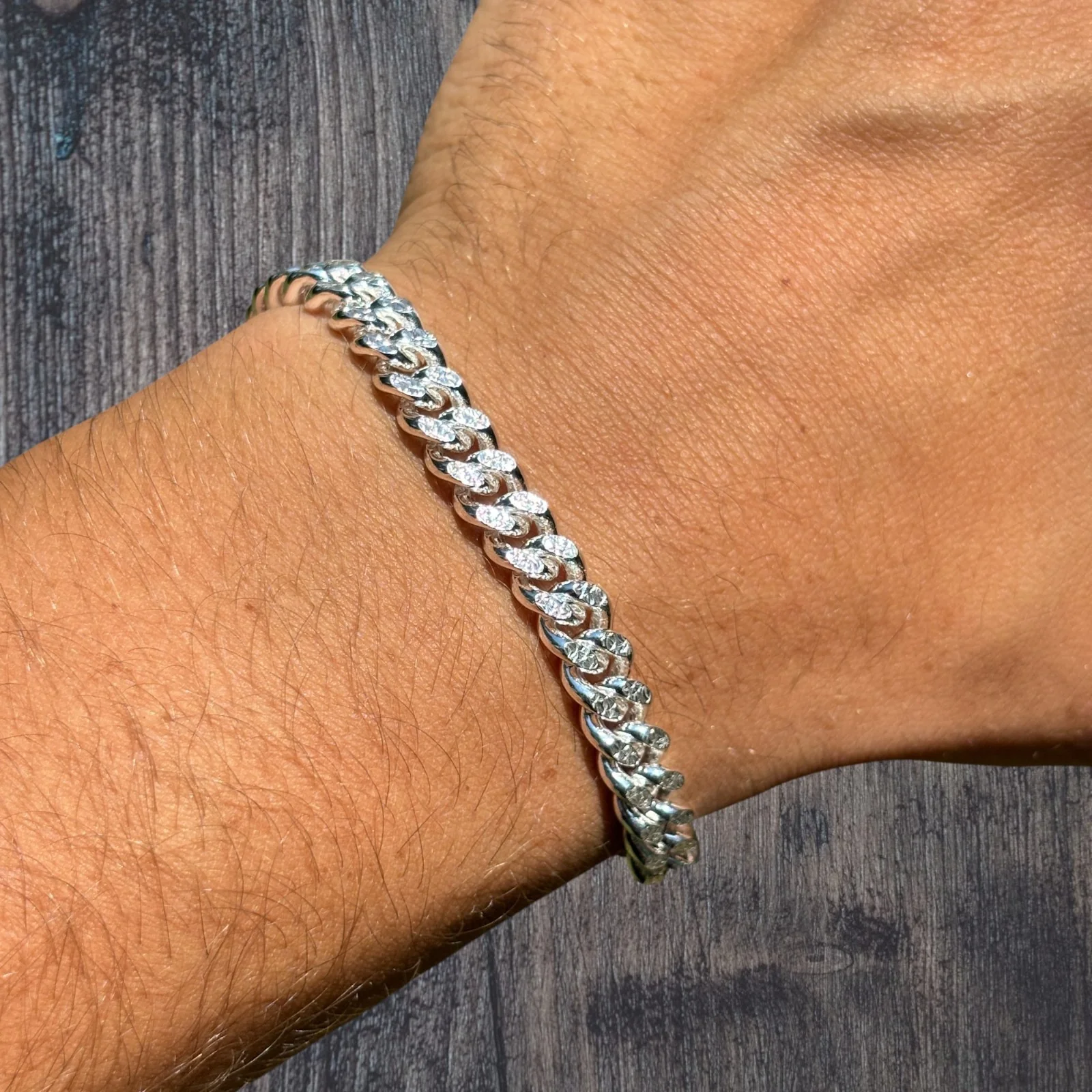 925 Sterling Silver 7mm Diamond Cut Miami Cuban Bracelet - Image 6
