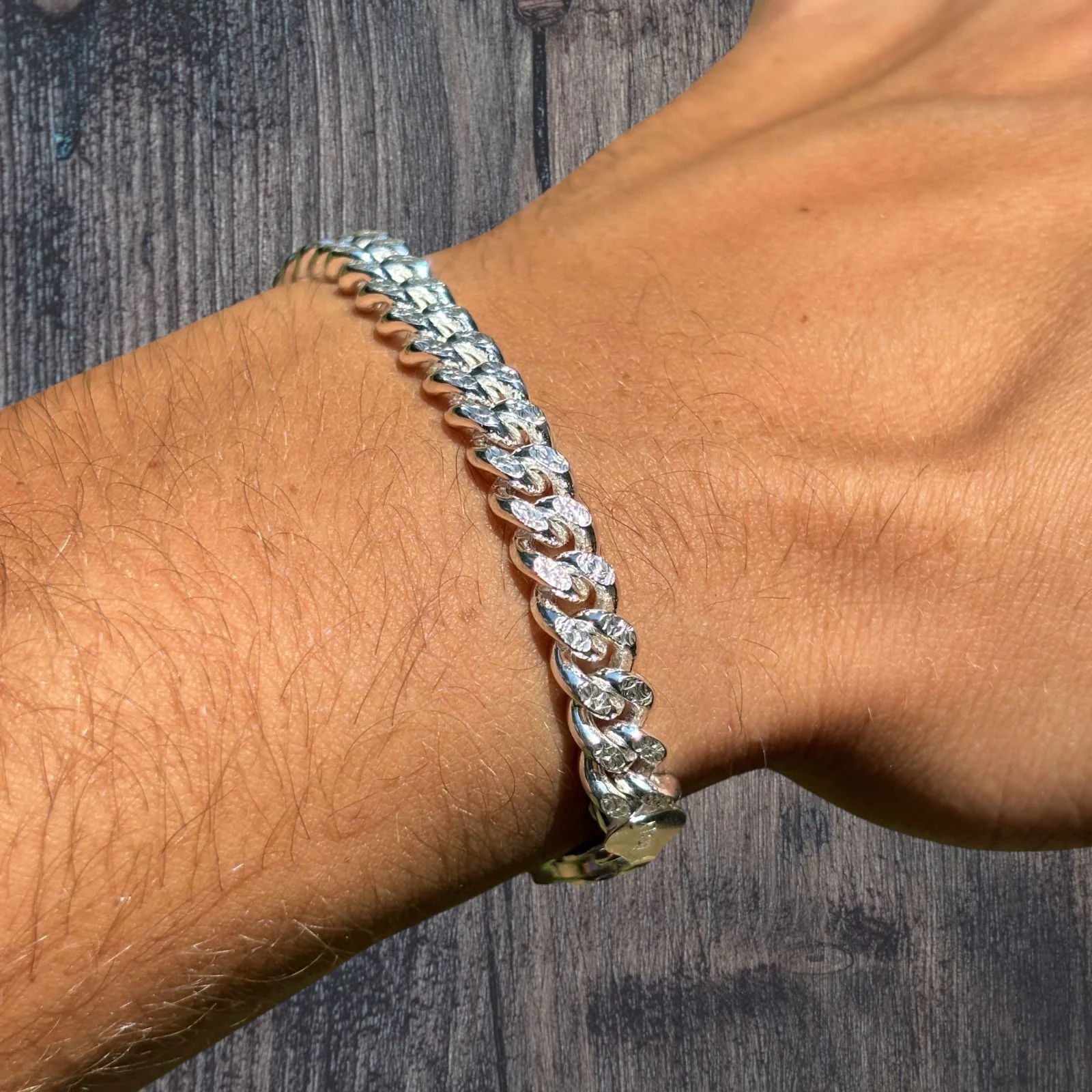 925 Sterling Silver 7mm Diamond Cut Miami Cuban Bracelet - Image 7