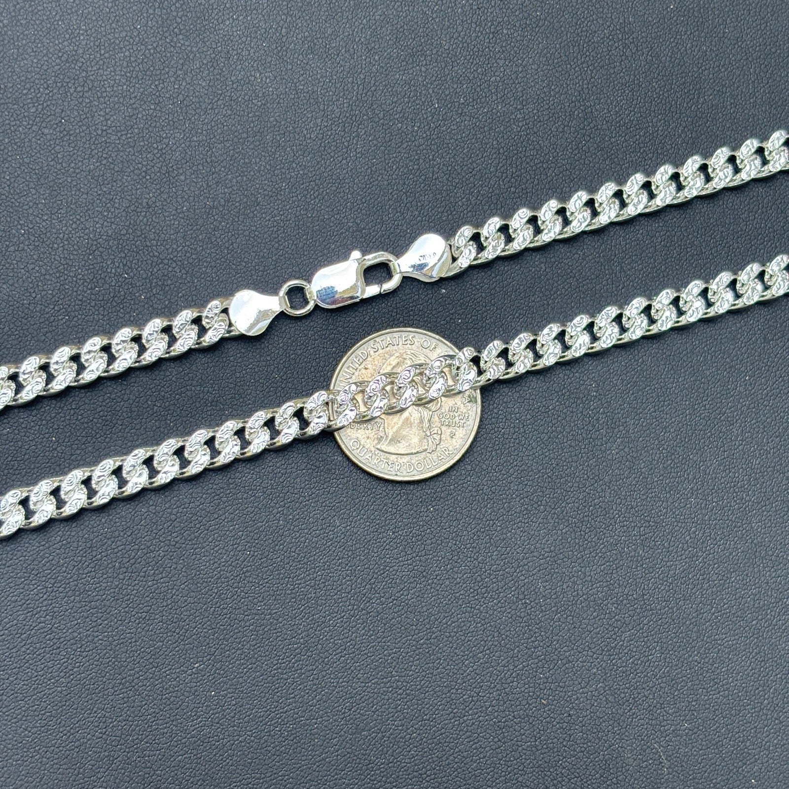 925 Sterling Silver 7mm Diamond Cut Miami Cuban Chain Necklace - Image 9