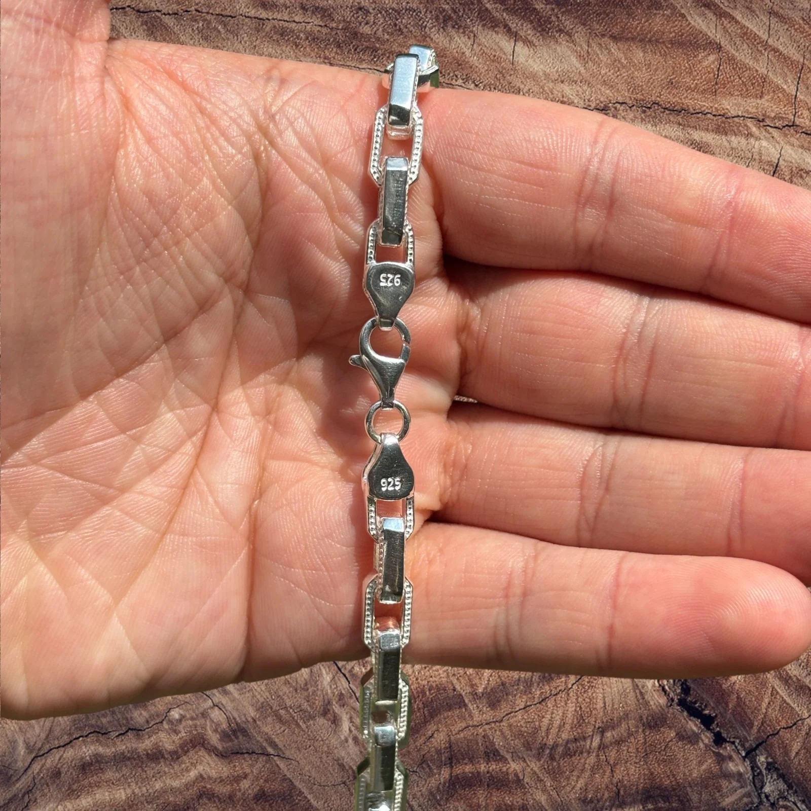 925 Sterling Silver 7mm Fancy Hermes Rolo Link Chain - Image 3