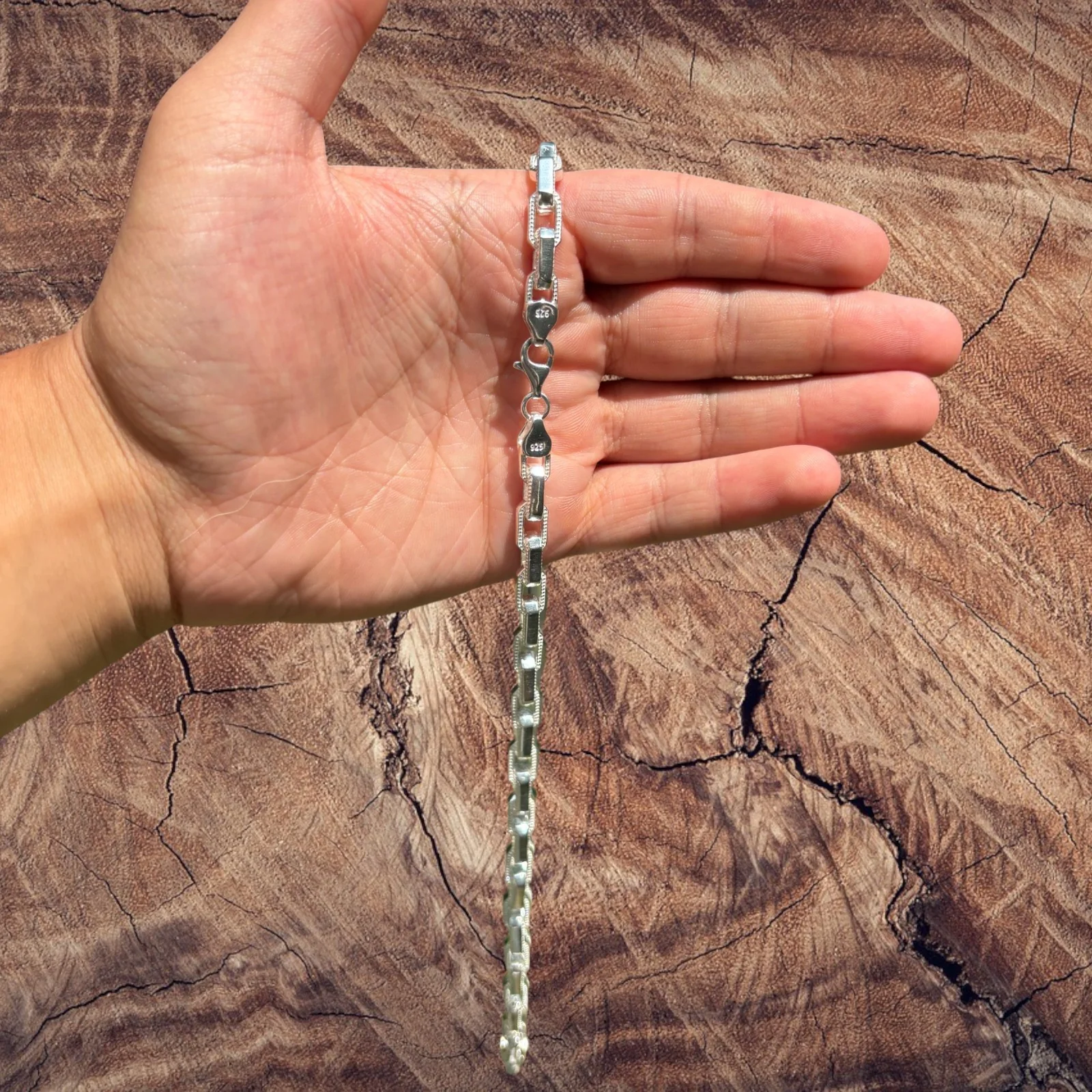 925 Sterling Silver 7mm Fancy Hermes Rolo Link Chain - Image 5