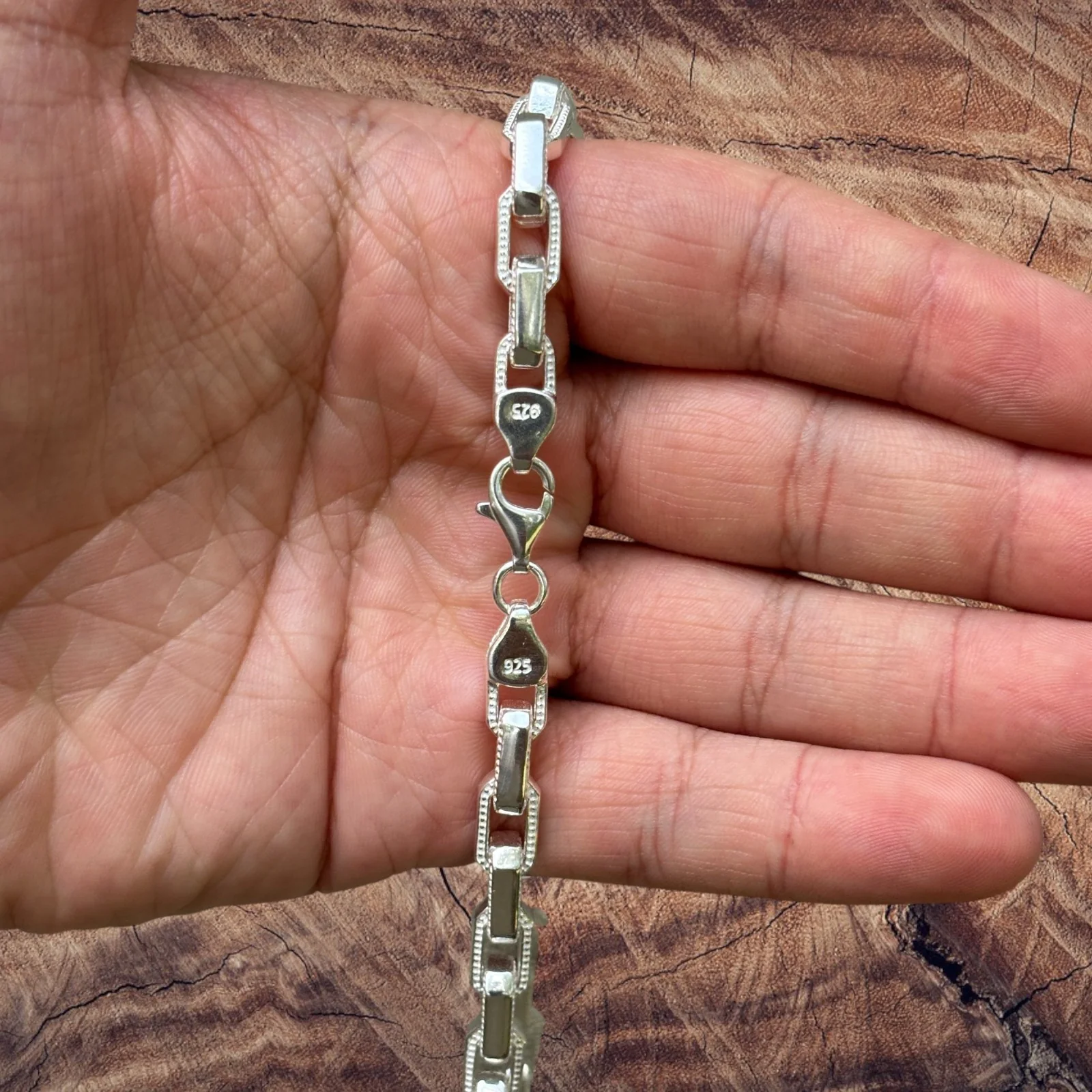 925 Sterling Silver 7mm Fancy Hermes Rolo Link Chain - Image 6