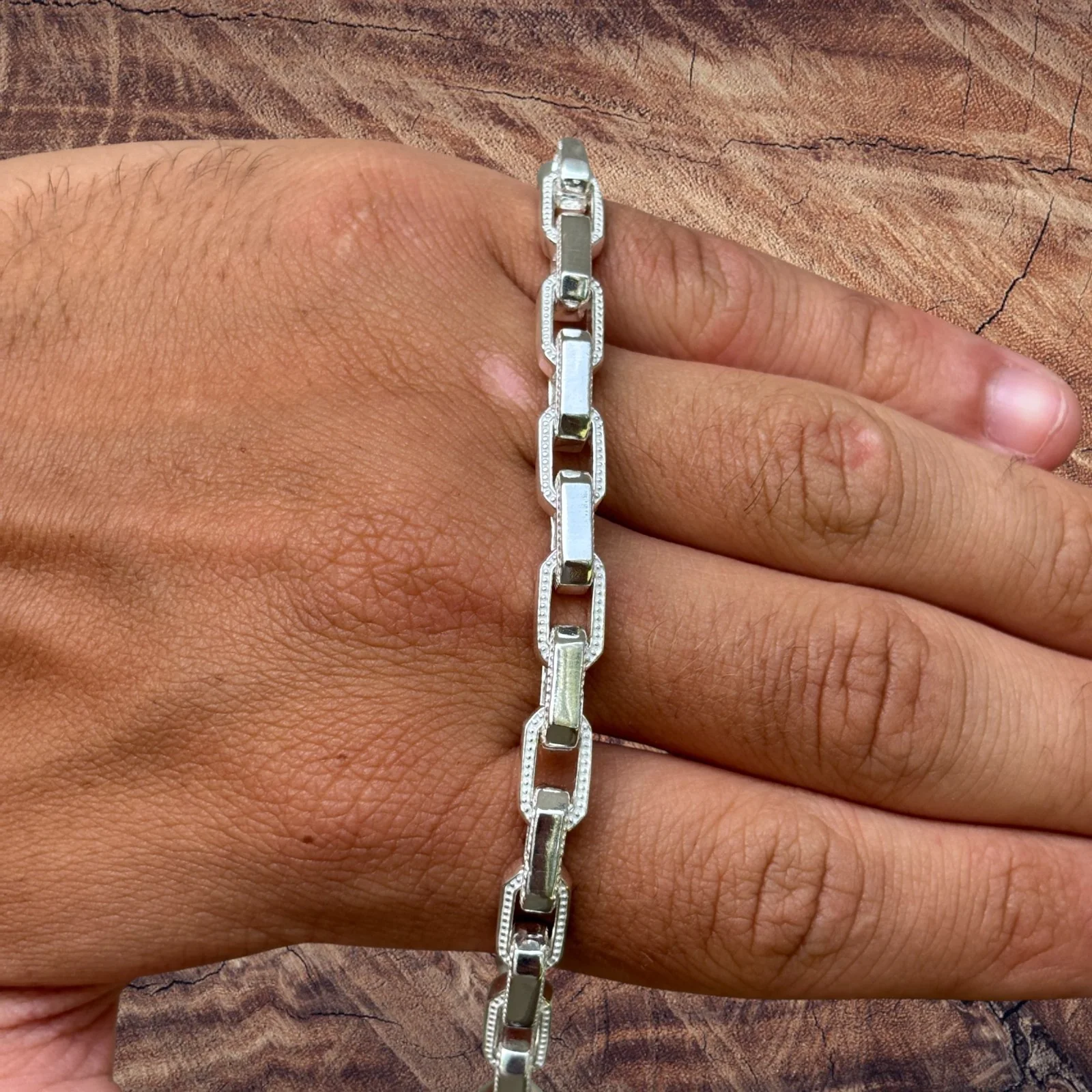 925 Sterling Silver 7mm Fancy Hermes Rolo Link Chain - Image 7