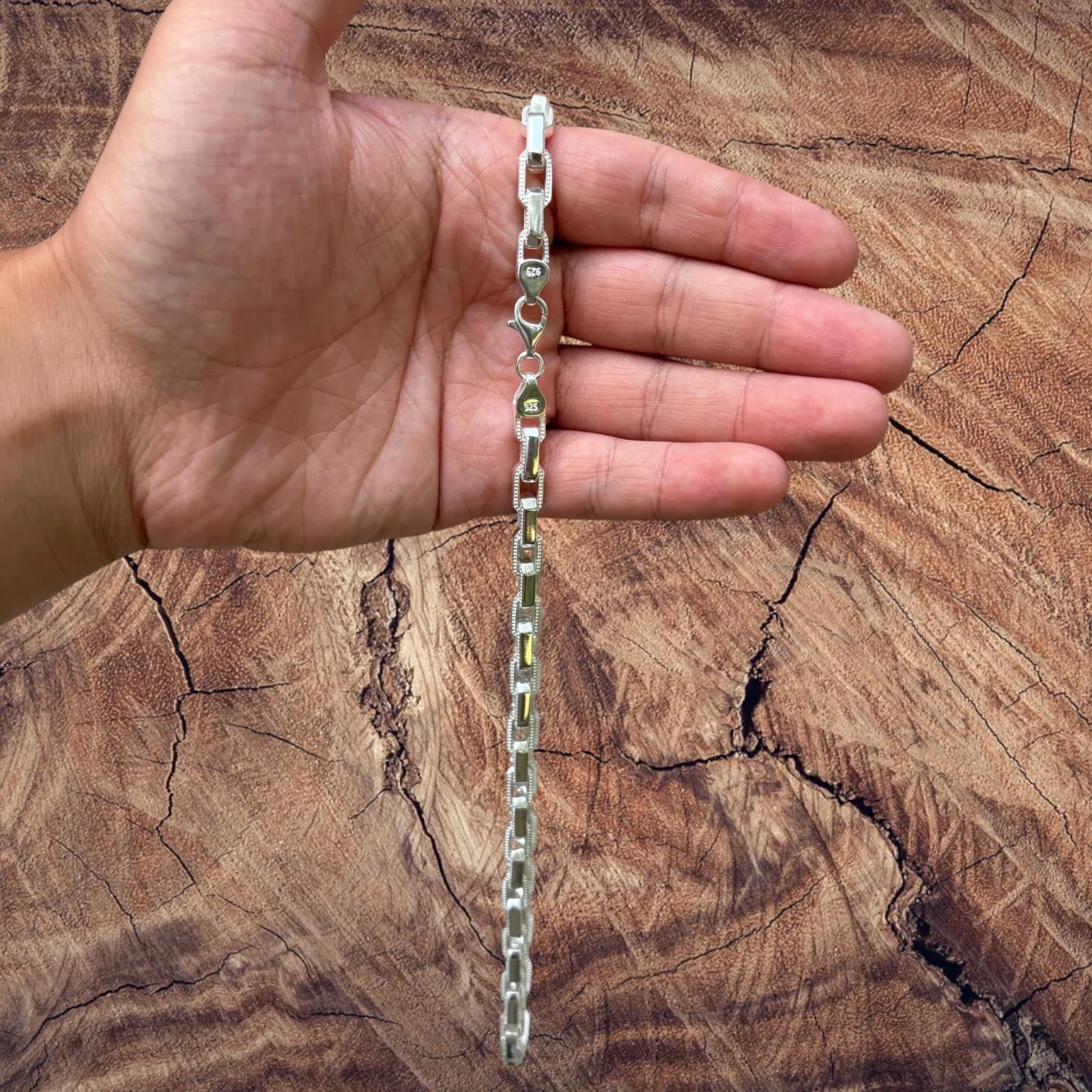 925 Sterling Silver 7mm Fancy Hermes Rolo Link Chain - Image 8