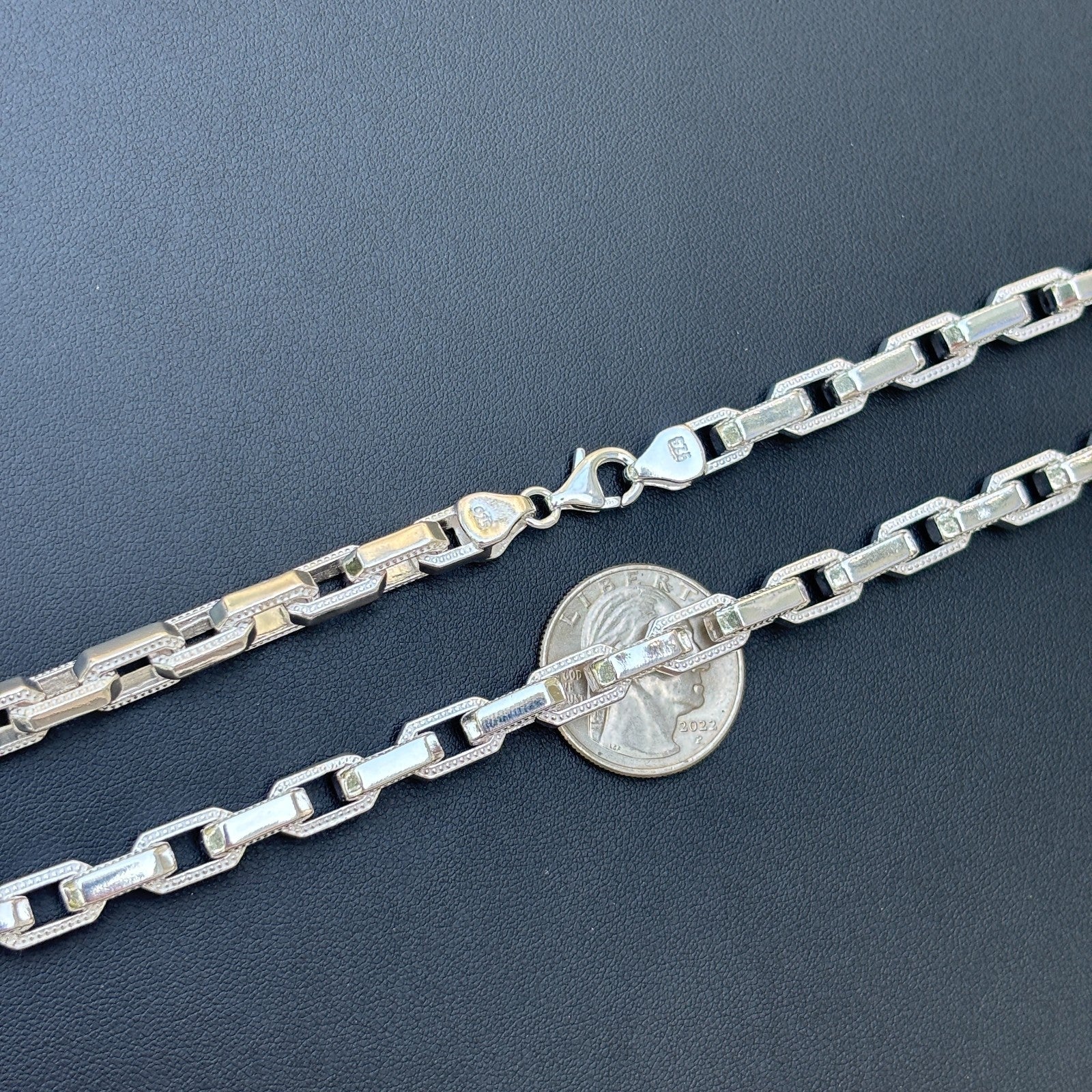 925 Sterling Silver 7mm Fancy Hermes Rolo Link Chain - Image 9