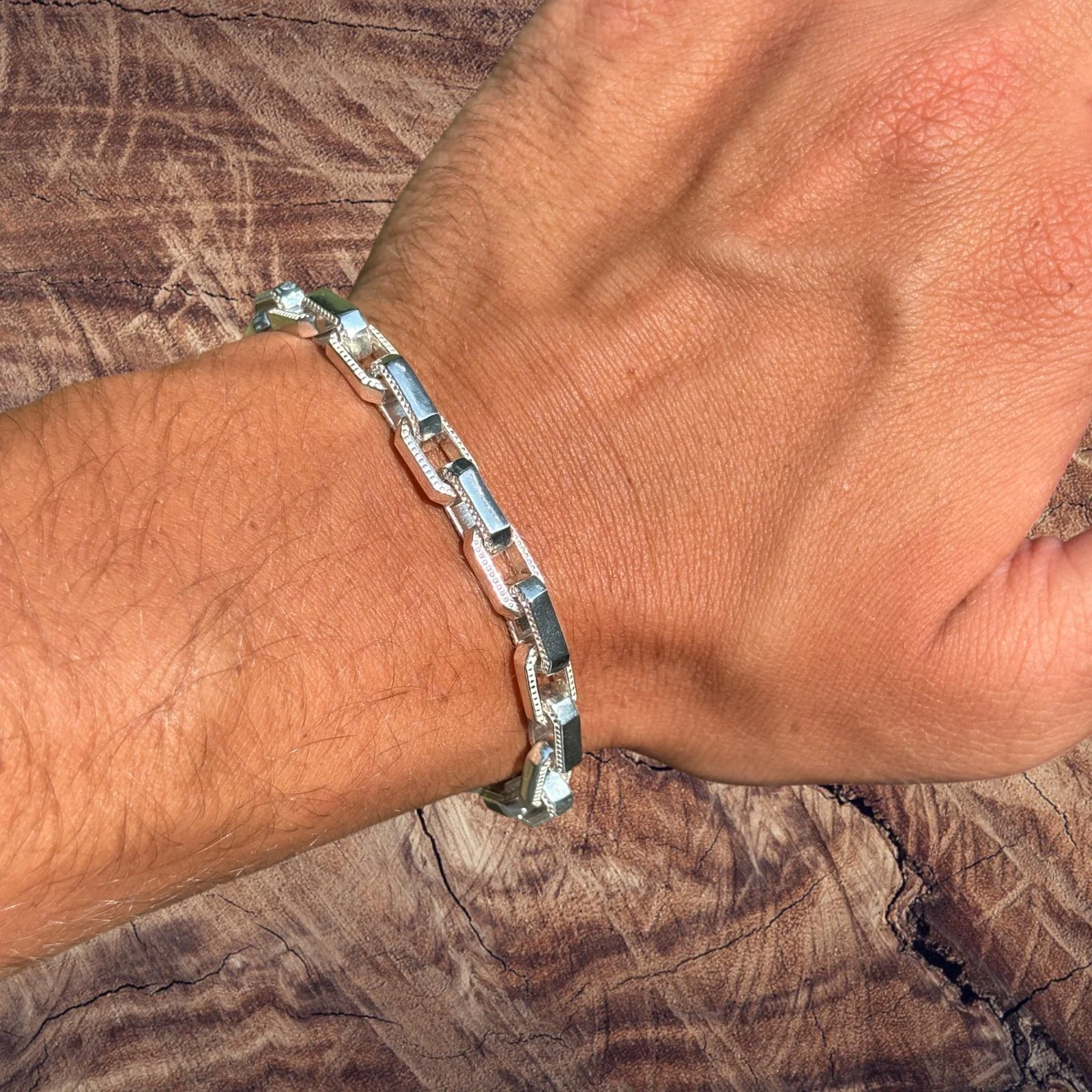 925 Sterling Silver 7mm Fancy Hermes Rolo Link Bracelet - Image 10