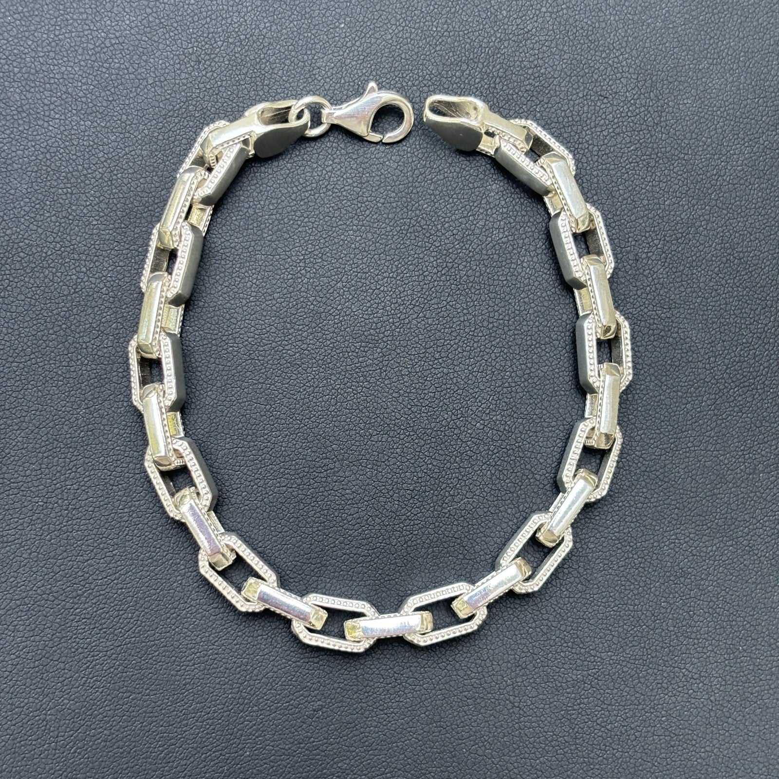 925 Sterling Silver 7mm Fancy Hermes Rolo Link Bracelet - Image 13
