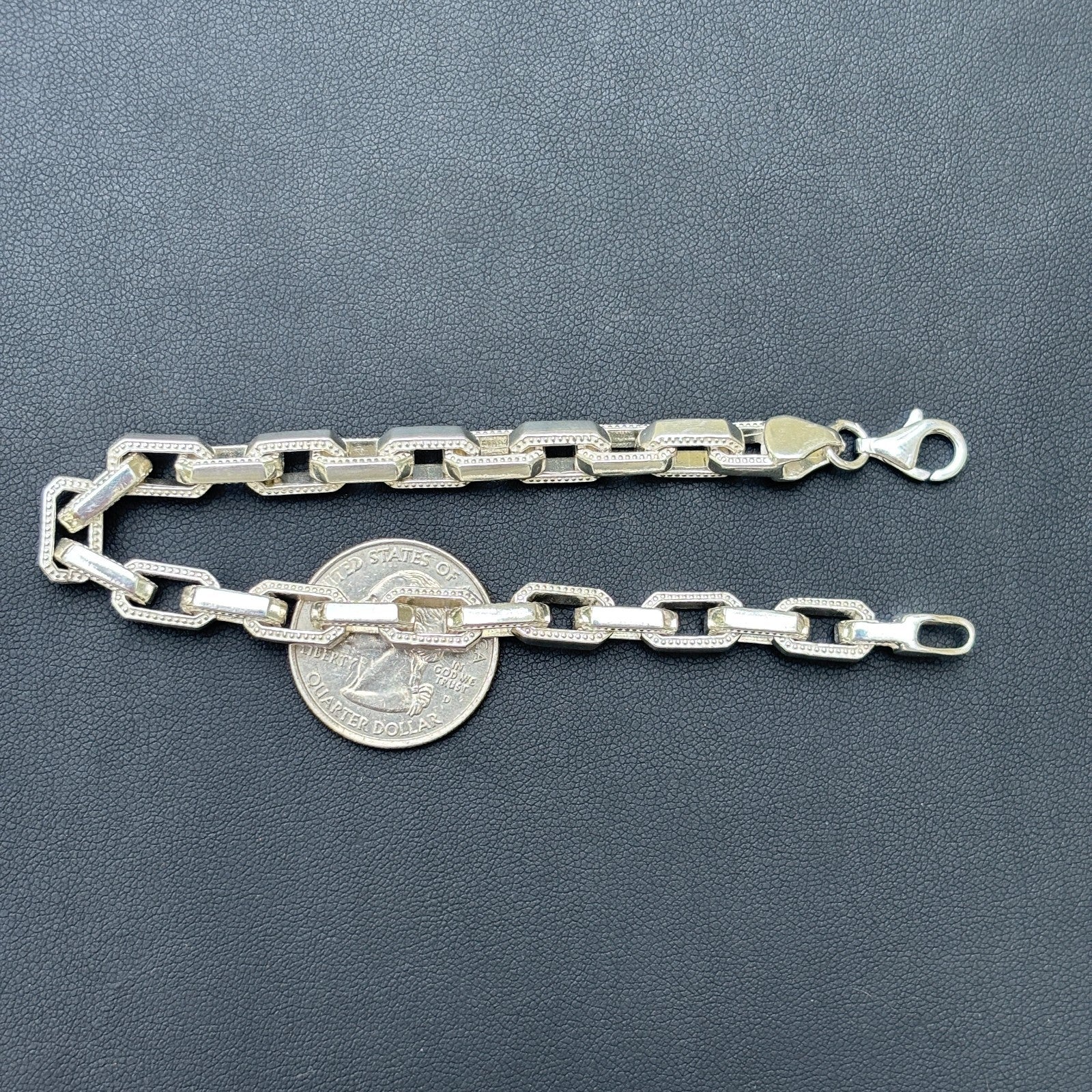 925 Sterling Silver 7mm Fancy Hermes Rolo Link Bracelet - Image 14