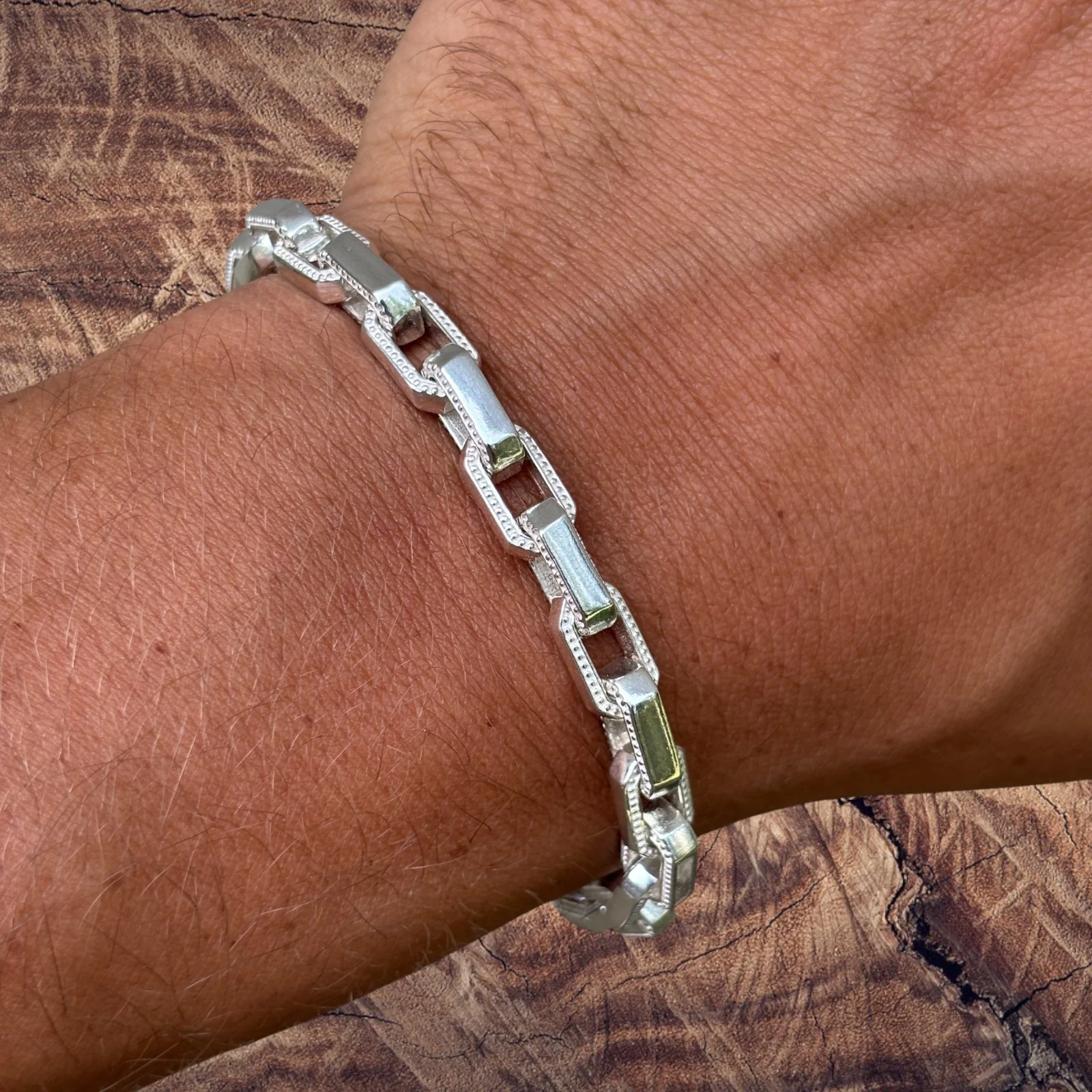 925 Sterling Silver 7mm Fancy Hermes Rolo Link Bracelet - Image 16