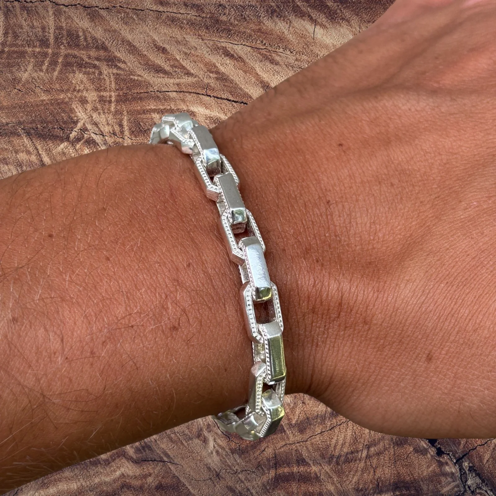925 Sterling Silver 7mm Fancy Hermes Rolo Link Bracelet - Image 17