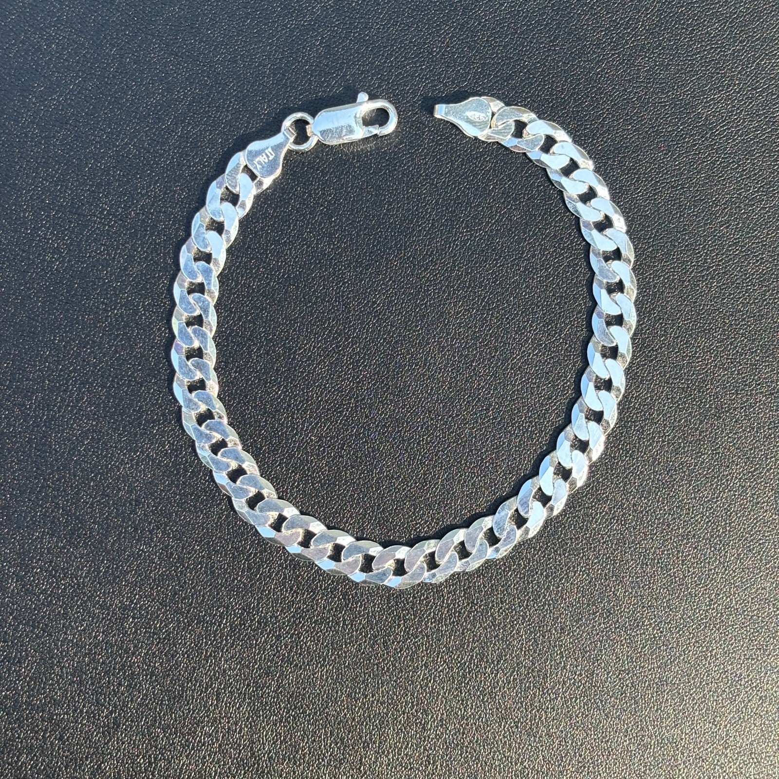925 Sterling Silver 7mm Flat Curb Bracelet - Image 10