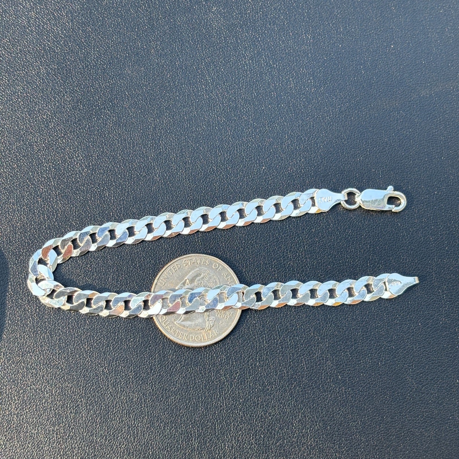 925 Sterling Silver 7mm Flat Curb Bracelet - Image 11