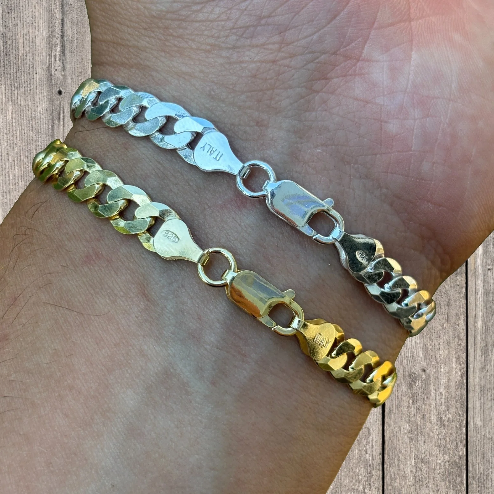 925 Sterling Silver 7mm Flat Curb Bracelet - Image 12
